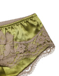 Dolce & Gabbana Unterwäsche Grün Seidensatin Blumen-Spitzen-Slip