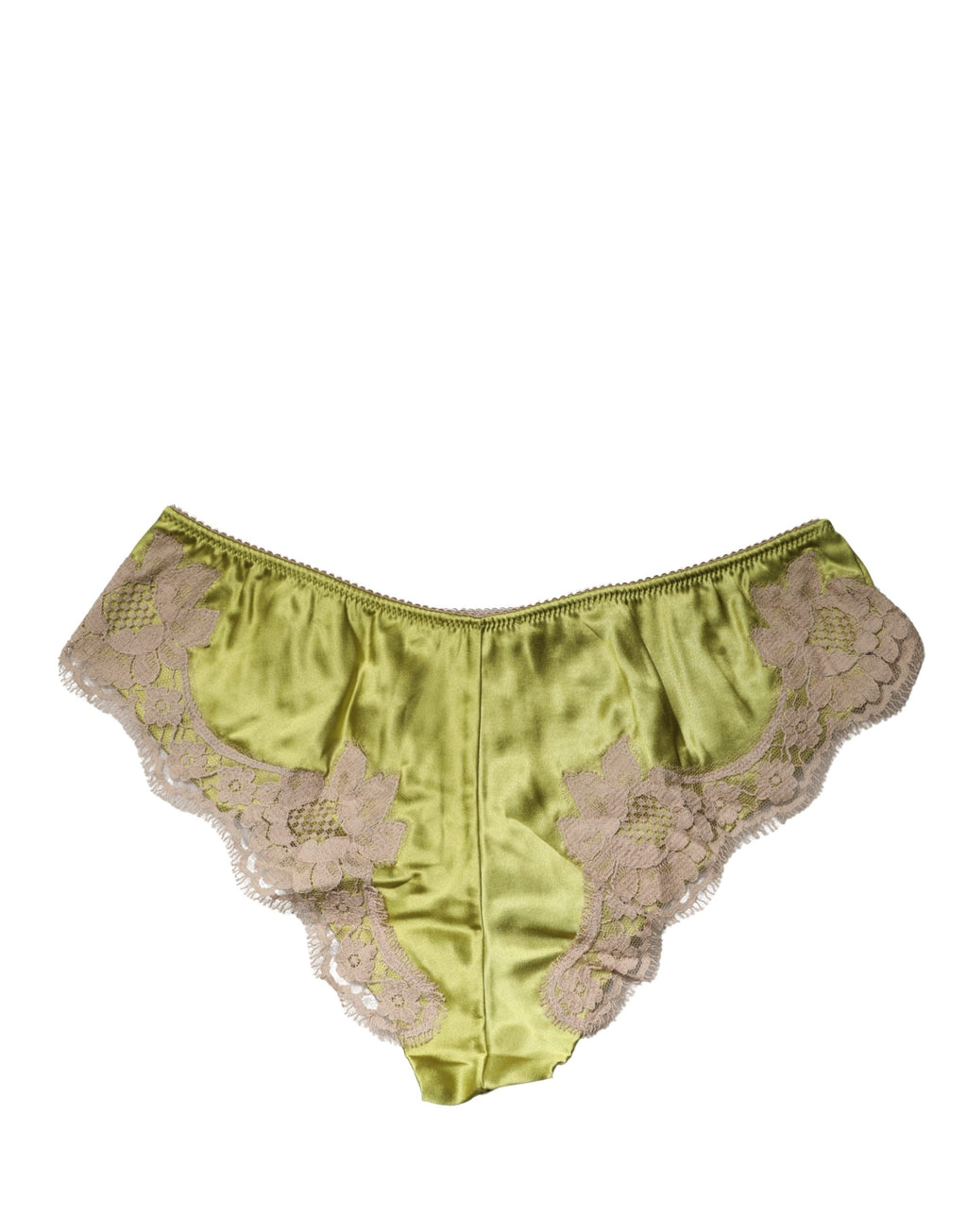 Dolce & Gabbana Unterwäsche Grün Seidensatin Blumen-Spitzen-Slip