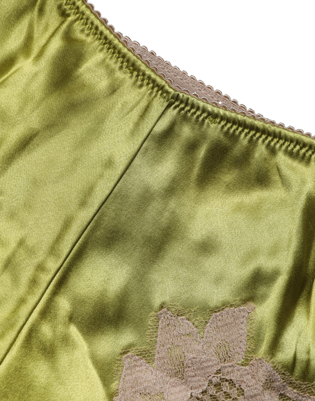 Dolce & Gabbana Unterwäsche Grün Seidensatin Blumen-Spitzen-Slip