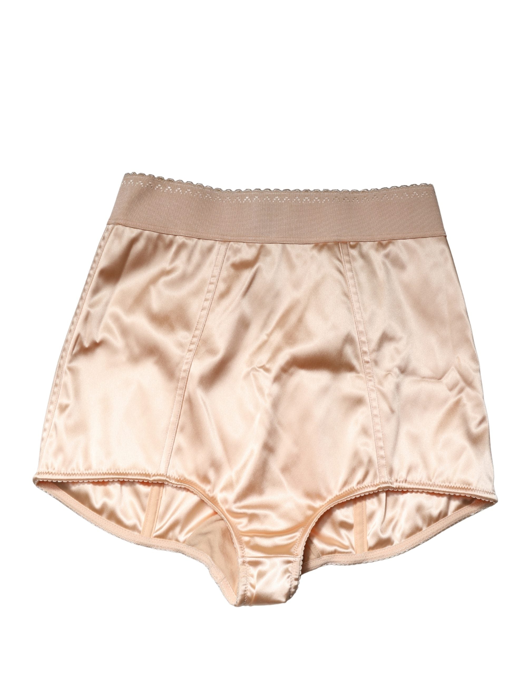 Dolce & Gabbana Beige Seidenmischung High Waist Miederhose Unterwäsche
