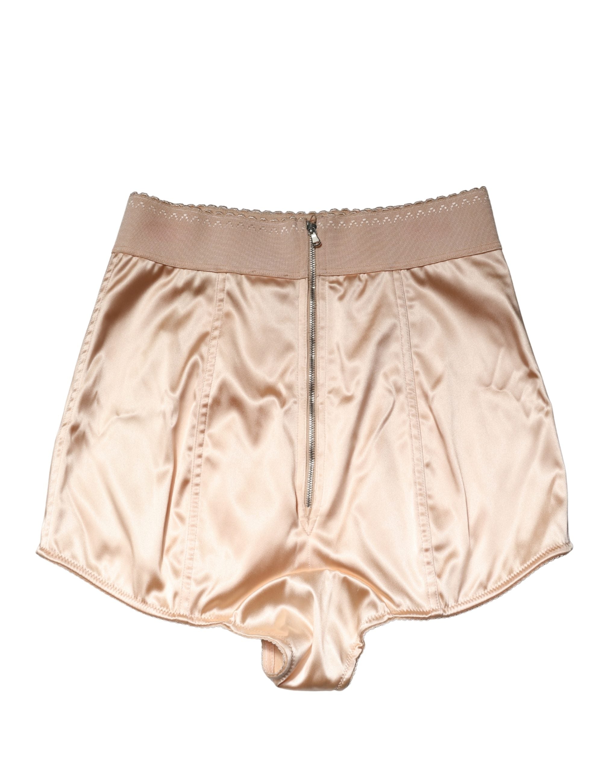 Dolce & Gabbana Beige Seidenmischung High Waist Miederhose Unterwäsche