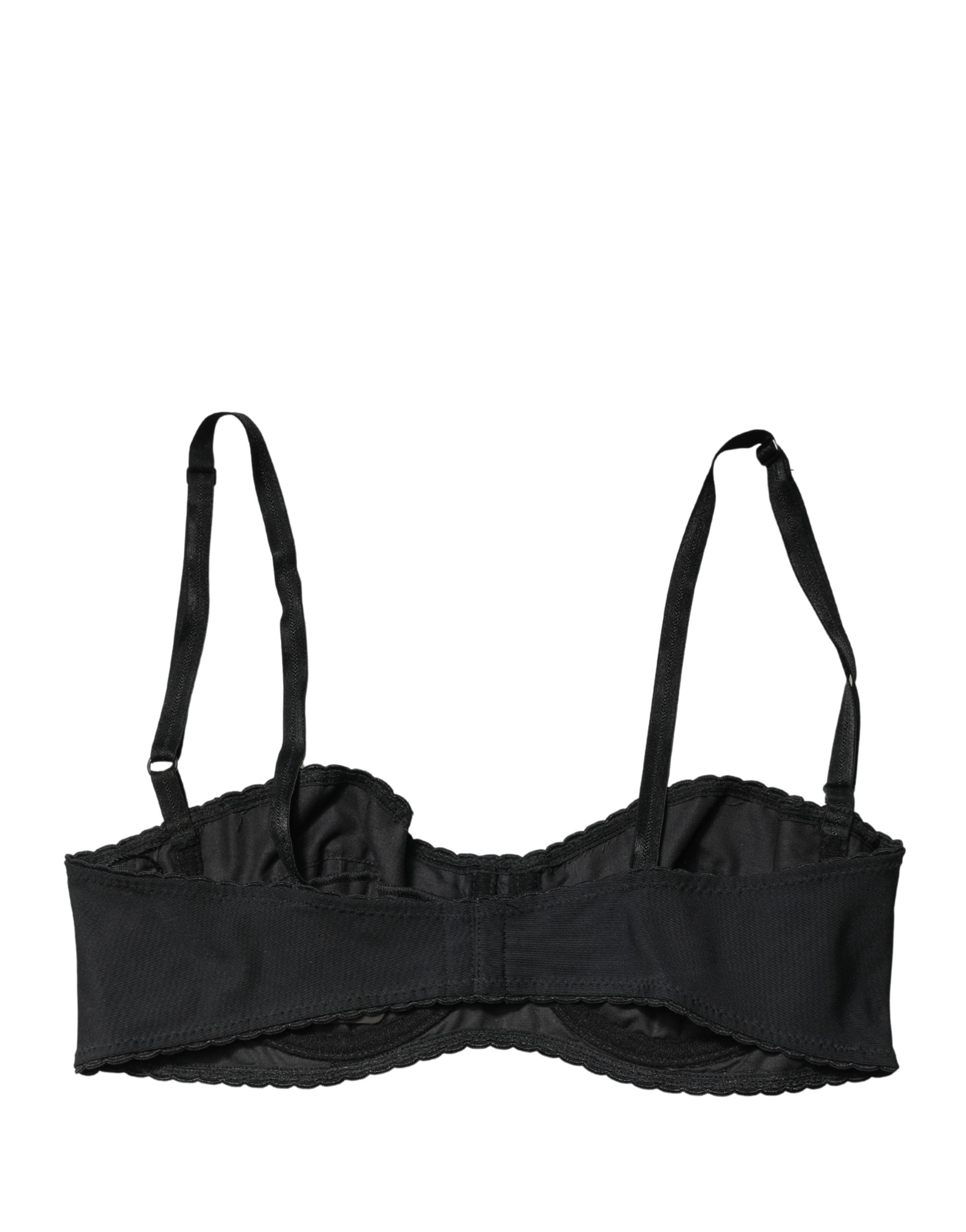 Dolce & Gabbana Schwarzer Halb-Wattierter Bügel-Balkonette-BH Unterwäsche