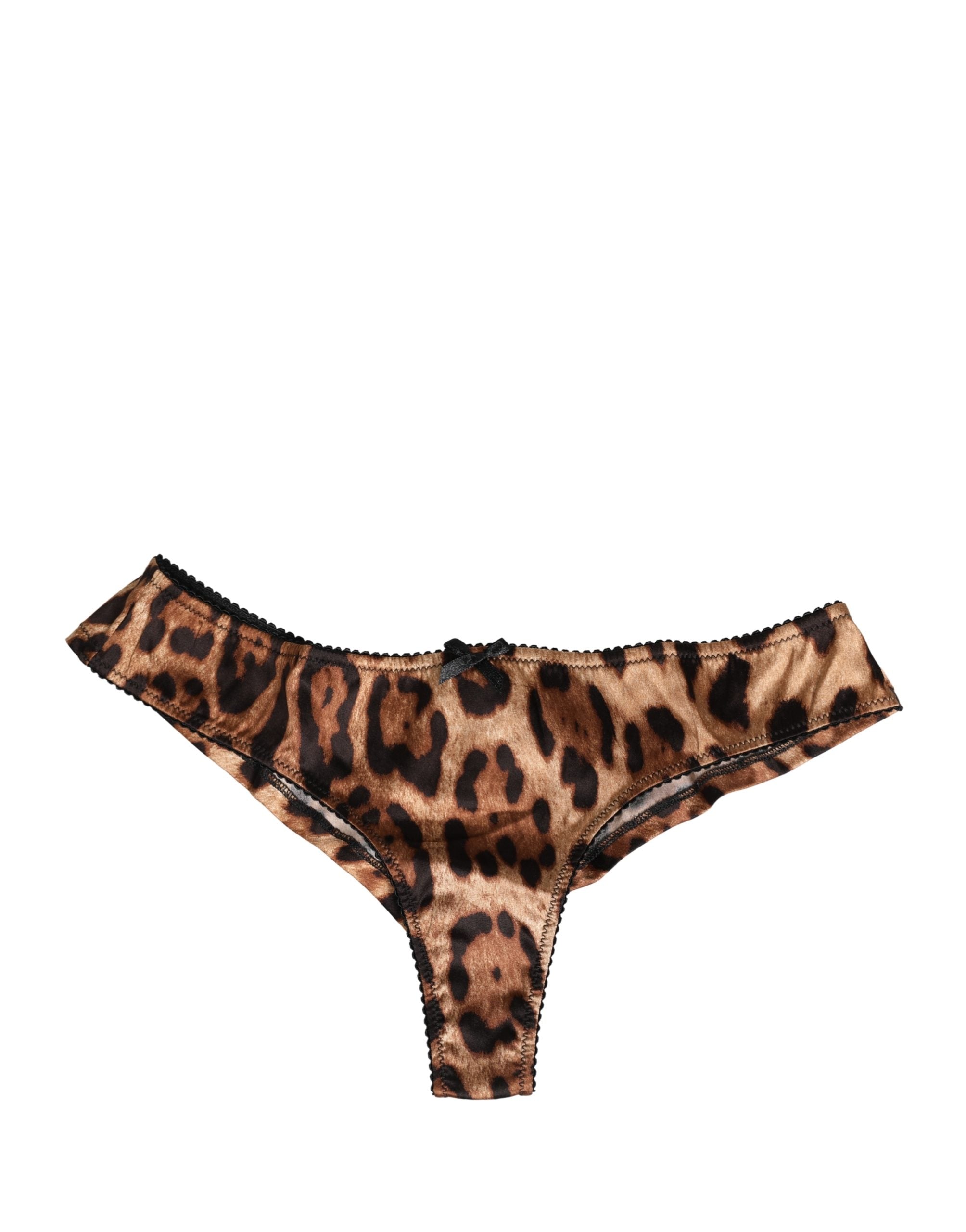 Dolce & Gabbana Schwarzer Braun-Leoparden-Slip mit mittlerem Bund