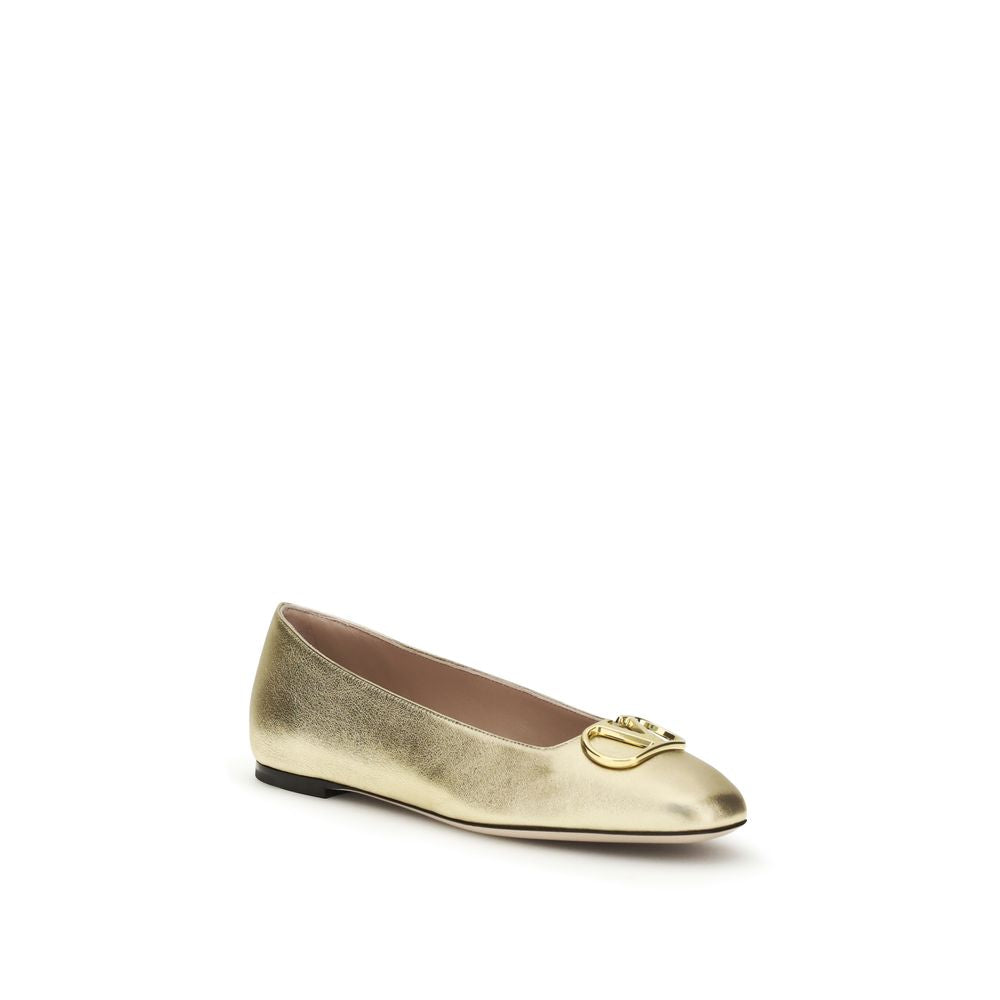 Valentino Garavani Ballerinas aus goldenem Kalbsleder Bos Taurus