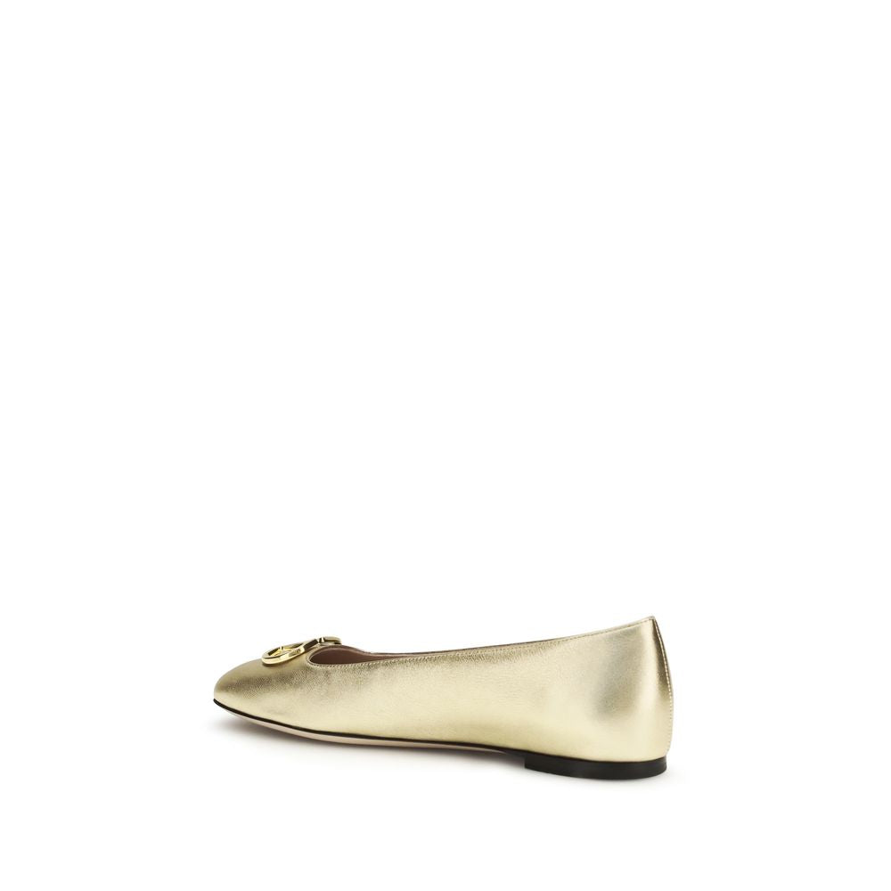 Valentino Garavani Ballerinas aus goldenem Kalbsleder Bos Taurus
