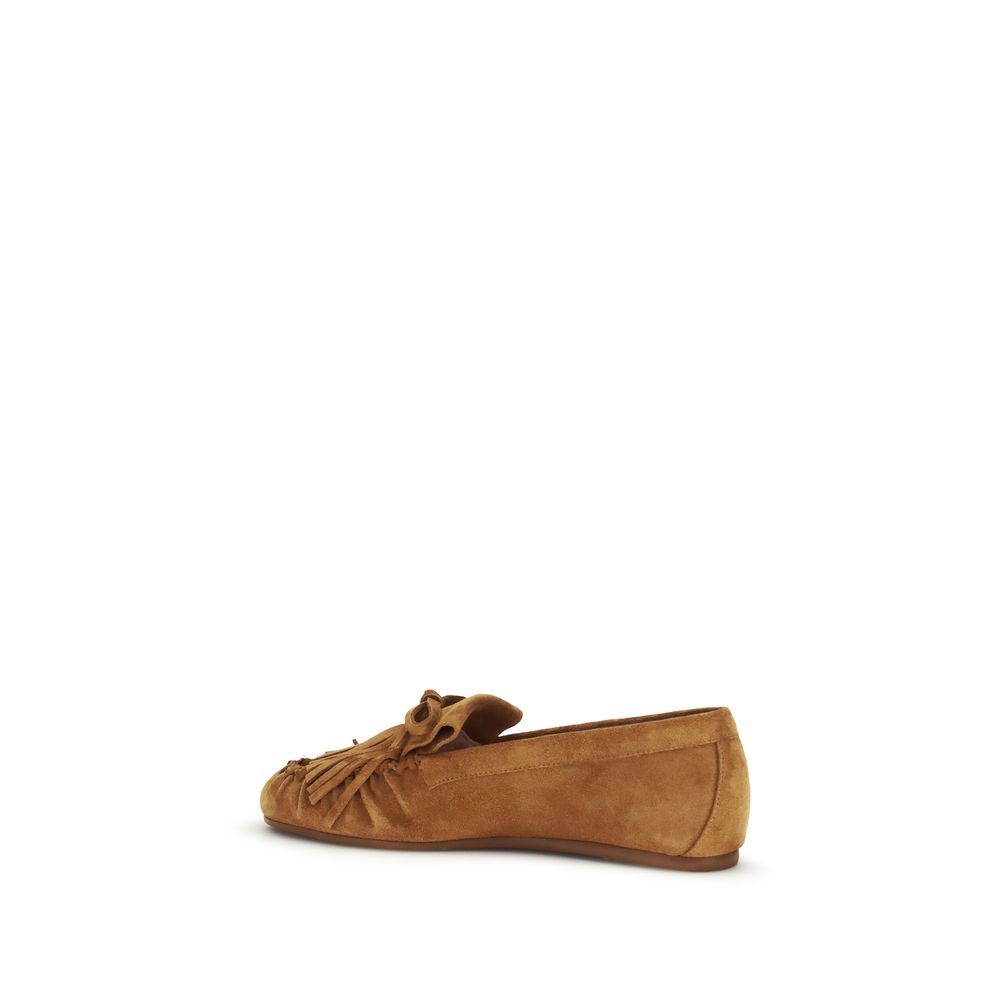 Stuart Weitzman Braune Kalbsleder Bos Taurus Loafer zum Hineinschlüpfen