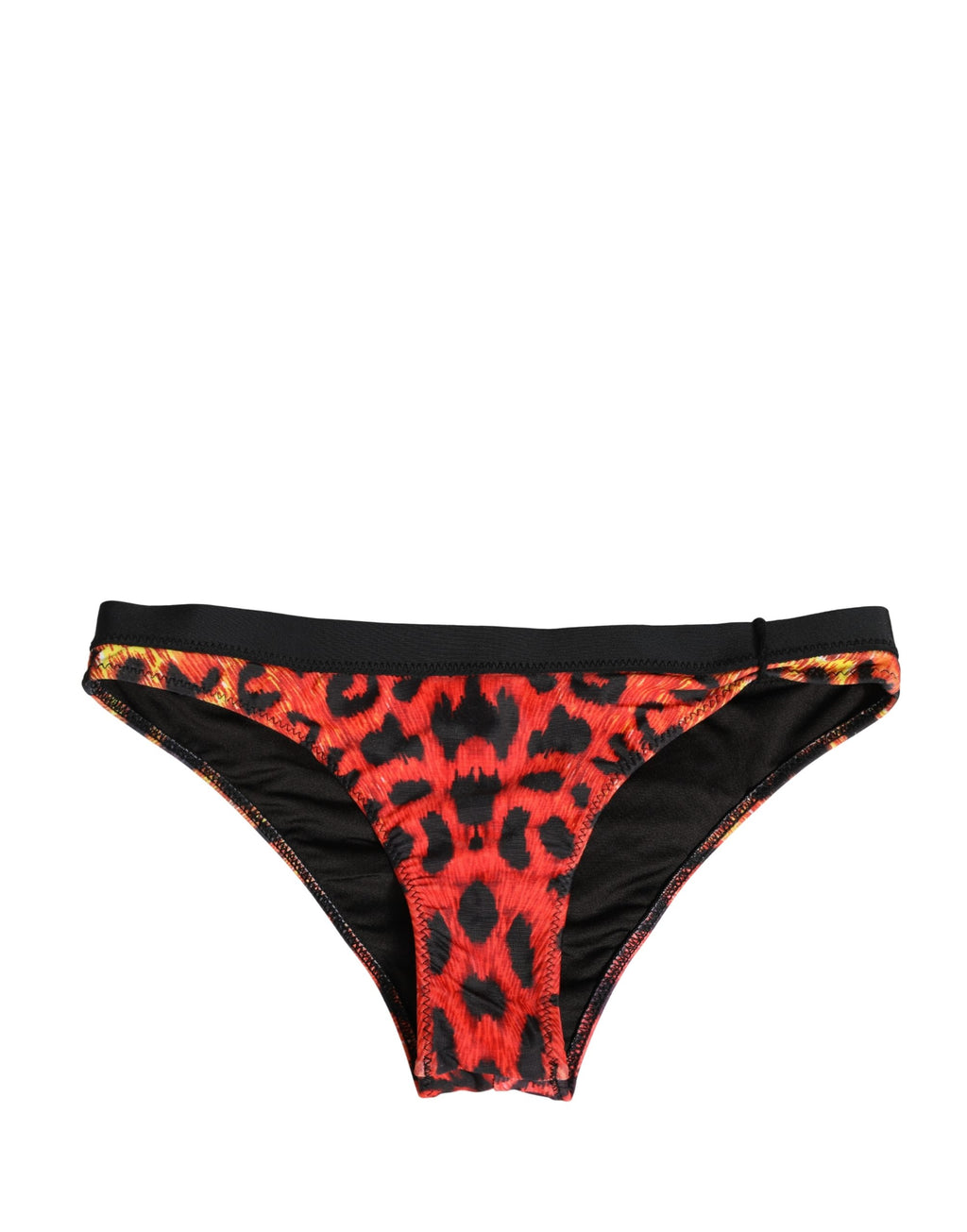 Pyrex Schwarzes Oberteil mit orangefarbenem Leopardenmuster, zweiteiliger Badeanzug