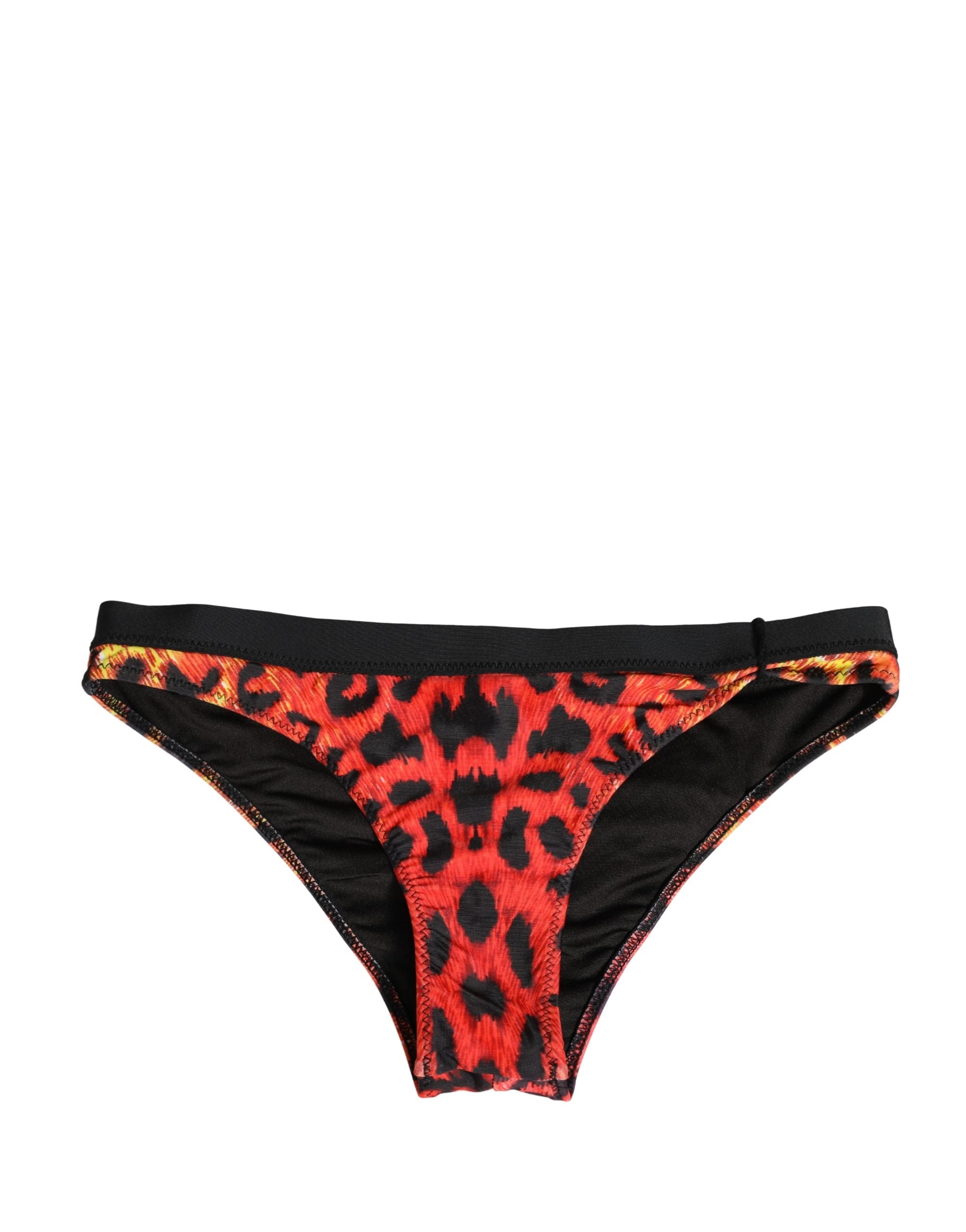 Pyrex Schwarzes Oberteil mit orangefarbenem Leopardenmuster, zweiteiliger Badeanzug