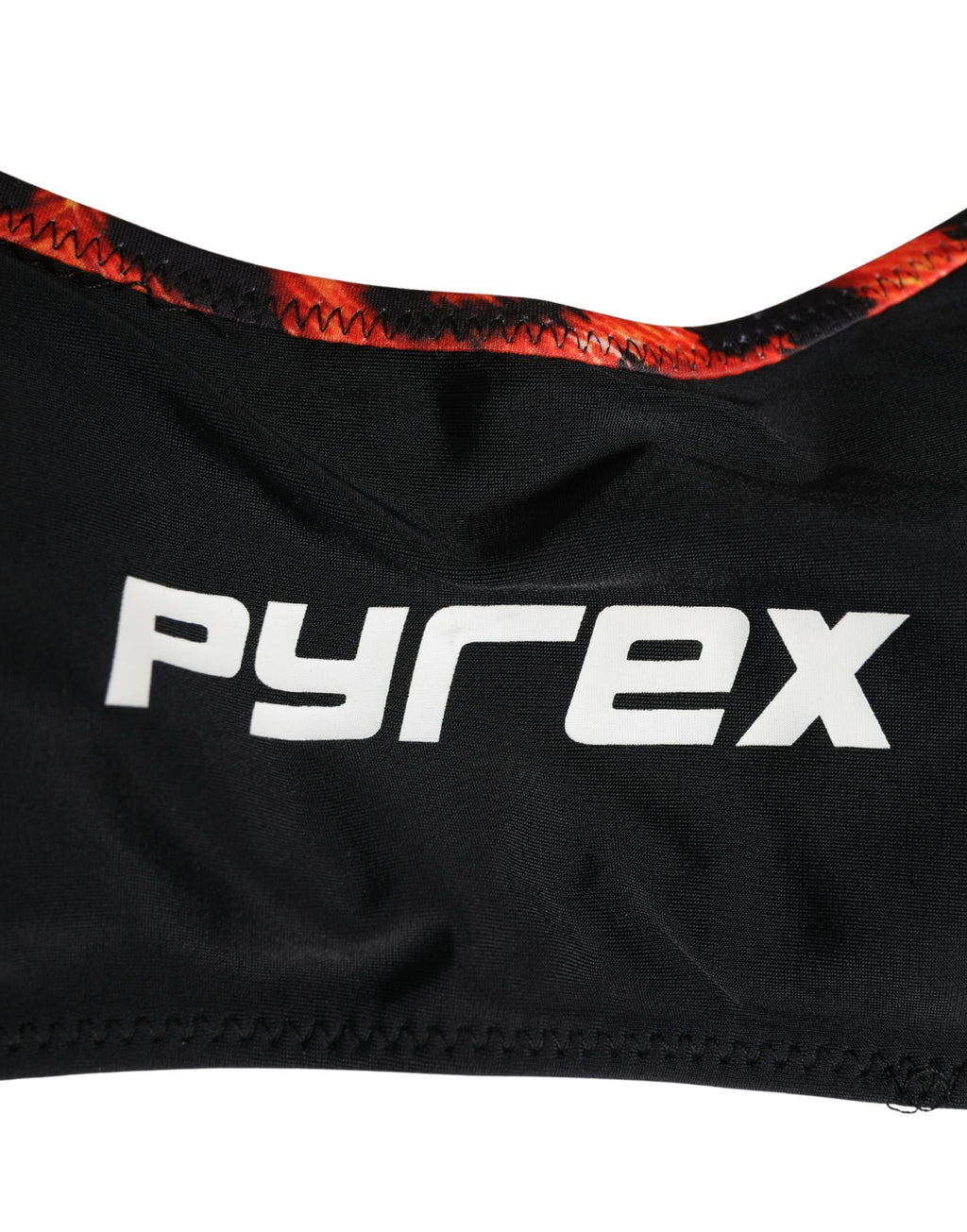 Pyrex Schwarzes Oberteil mit orangefarbenem Leopardenmuster, zweiteiliger Badeanzug