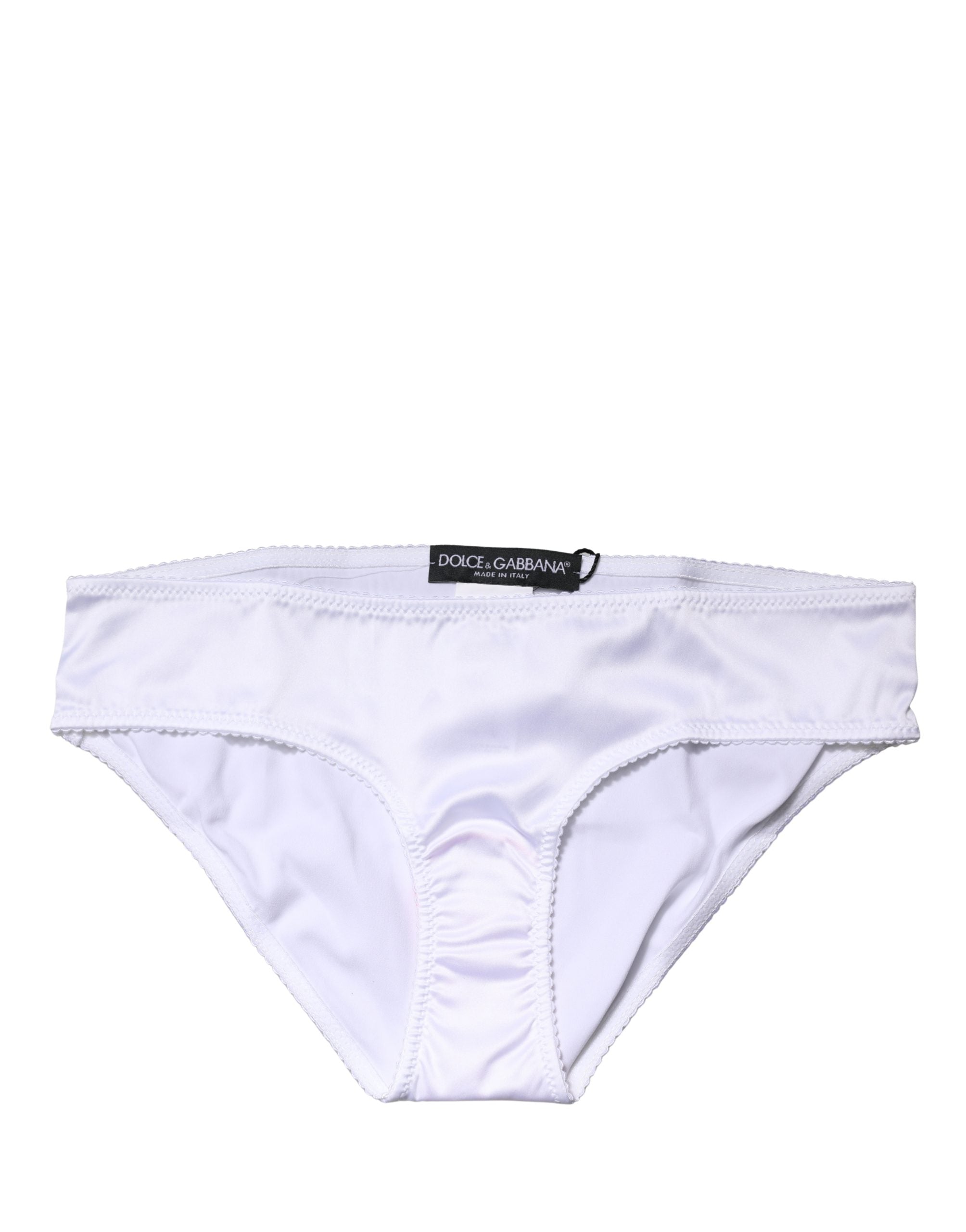 Dolce & Gabbana Weiße Seiden-Stretch-Panty mit mittlerem Bund