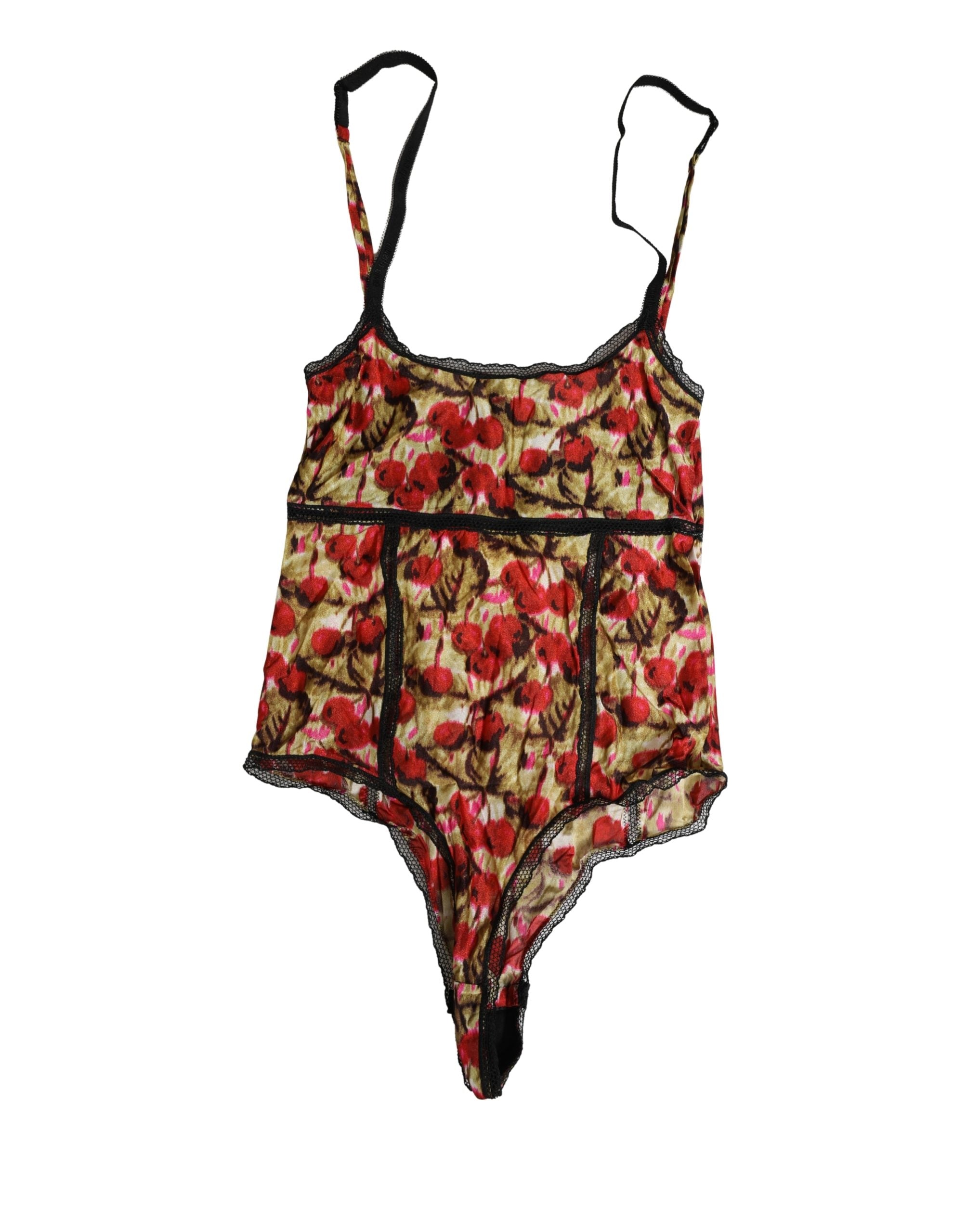 Roberto Cavalli Multicolor CherryPrint Spitzen-Body Unterwäsche
