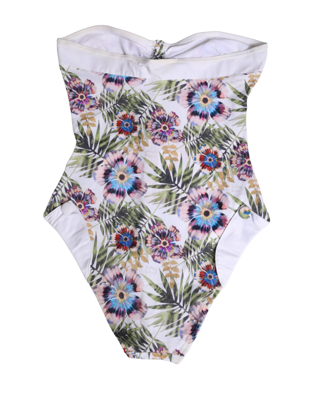 John Galliano Weißer Neckholder-Badeanzug mit Blumenprint