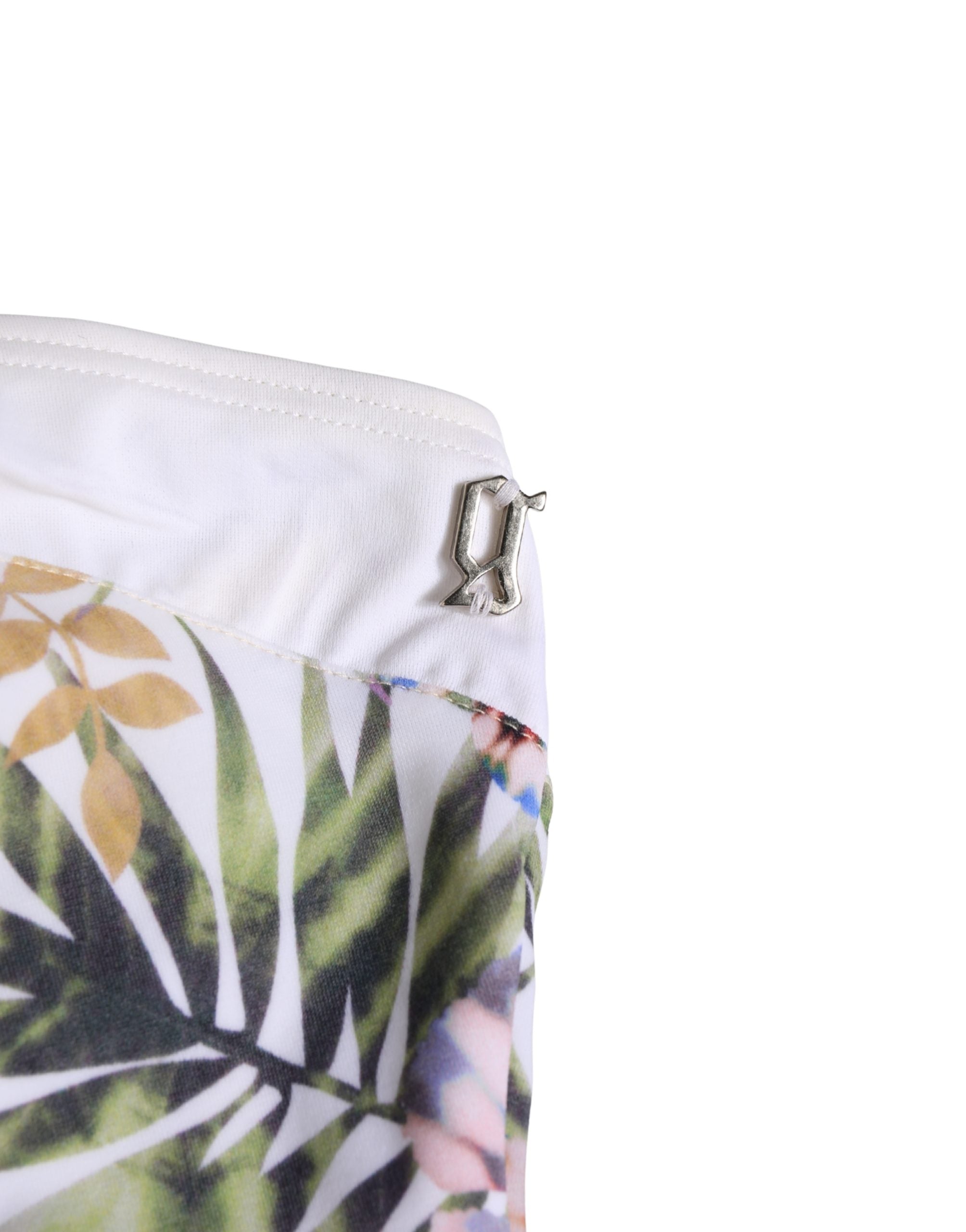 John Galliano Weißer Neckholder-Badeanzug mit Blumenprint