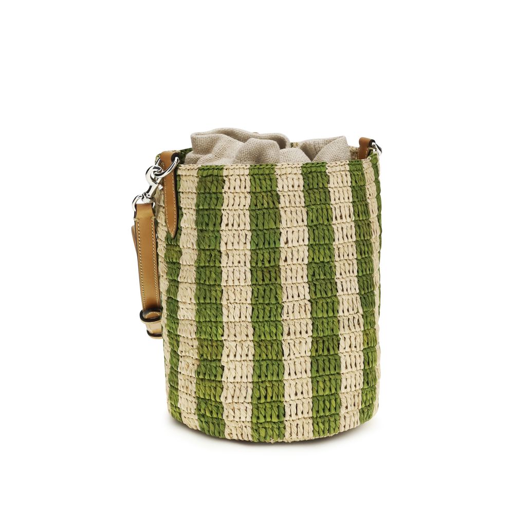 Valentino Garavani Zweifarbige Raffia-Eimer-Tasche
