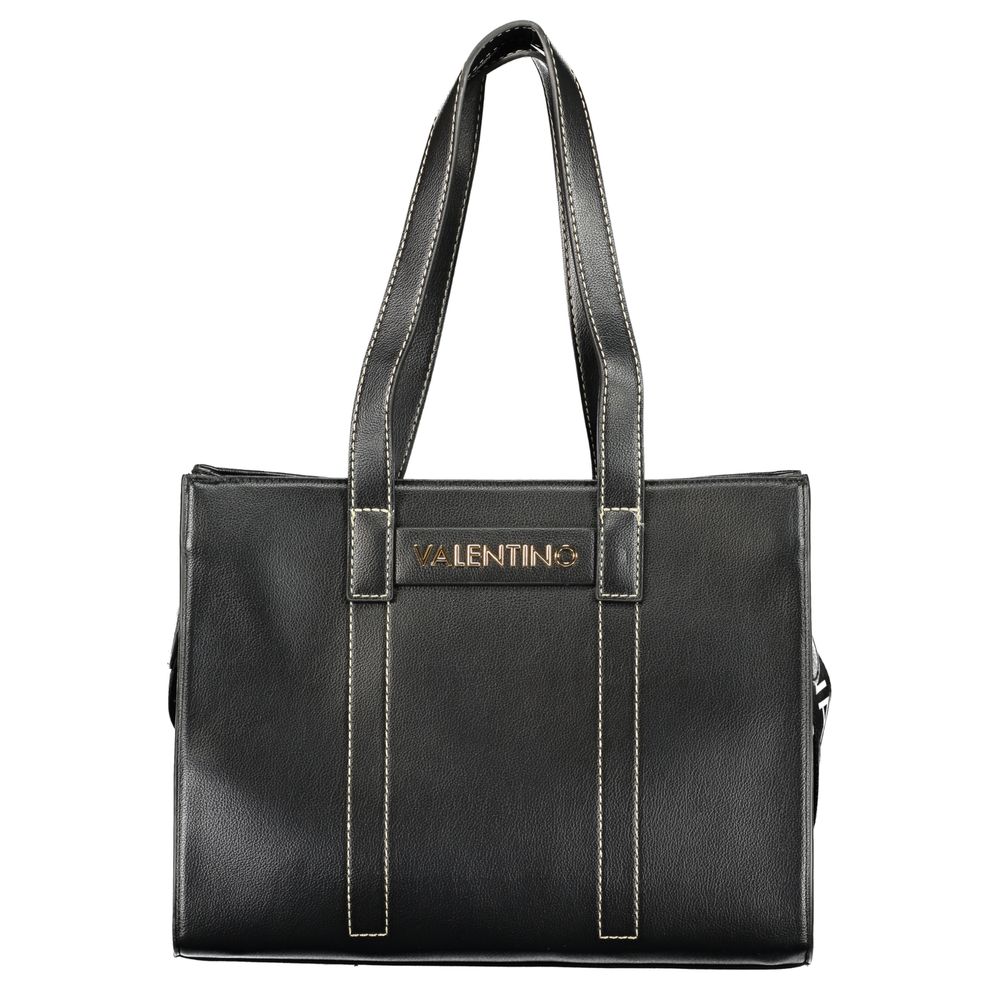 Mario Valentino Schwarze Damen-Tasche aus Polyurethan mit Schulterriemen und Taschen