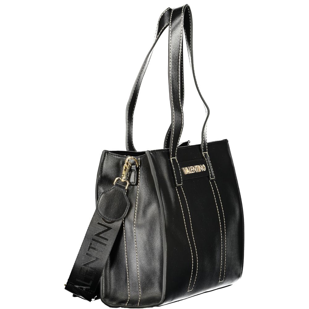 Mario Valentino Schwarze Damen-Tasche aus Polyurethan mit Schulterriemen und Taschen