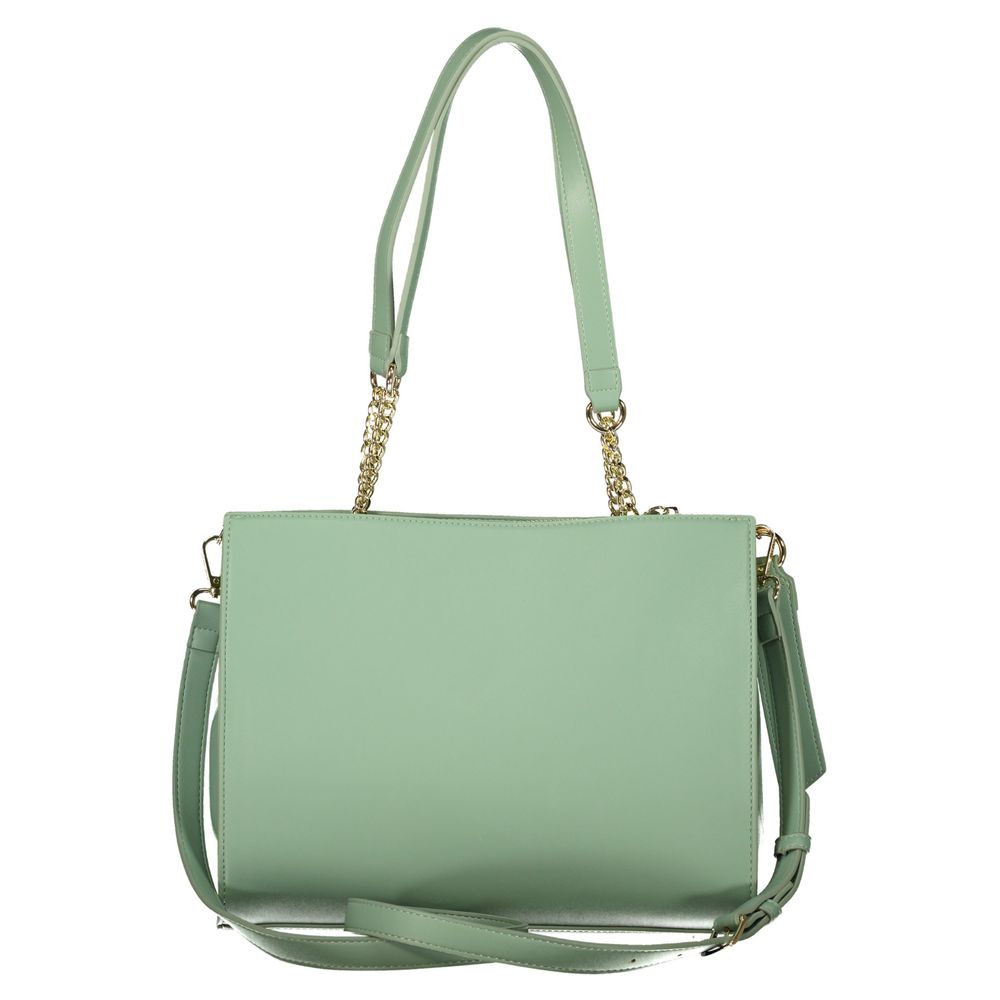 Mario Valentino Verde Damen-Tasche aus Polyurethan mit Fächern und Taschen