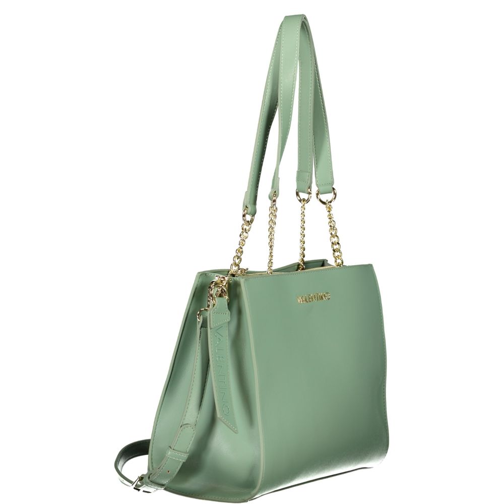 Mario Valentino Verde Damen-Tasche aus Polyurethan mit Fächern und Taschen