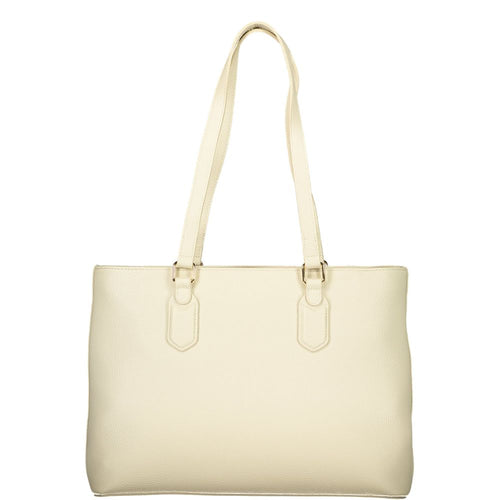 Mario Valentino Beige Schultertasche aus Polyurethan für Damen mit Innentasche