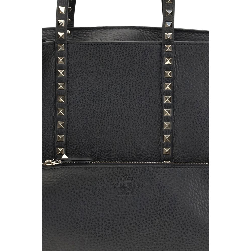 Valentino Garavani Schwarze Bos Taurus Kalbsleder Schultertasche