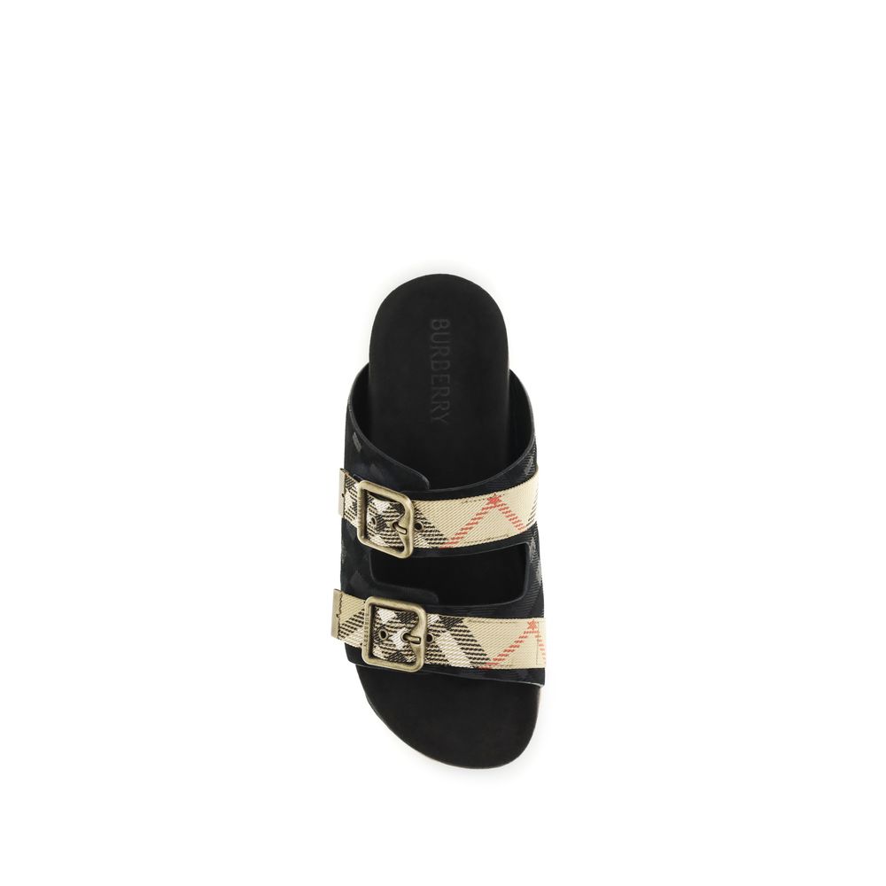 Burberry Schwarze Bos Taurus Kalbsleder Riemchen-Sandalen