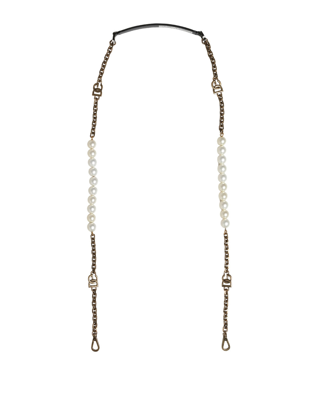 Dolce & Gabbana Schwarzes Leder Goldkette Tasche Accessoire Schulterriemen