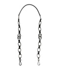 Dolce & Gabbana Schwarzer Leder-Schultergurt mit silberner Kette