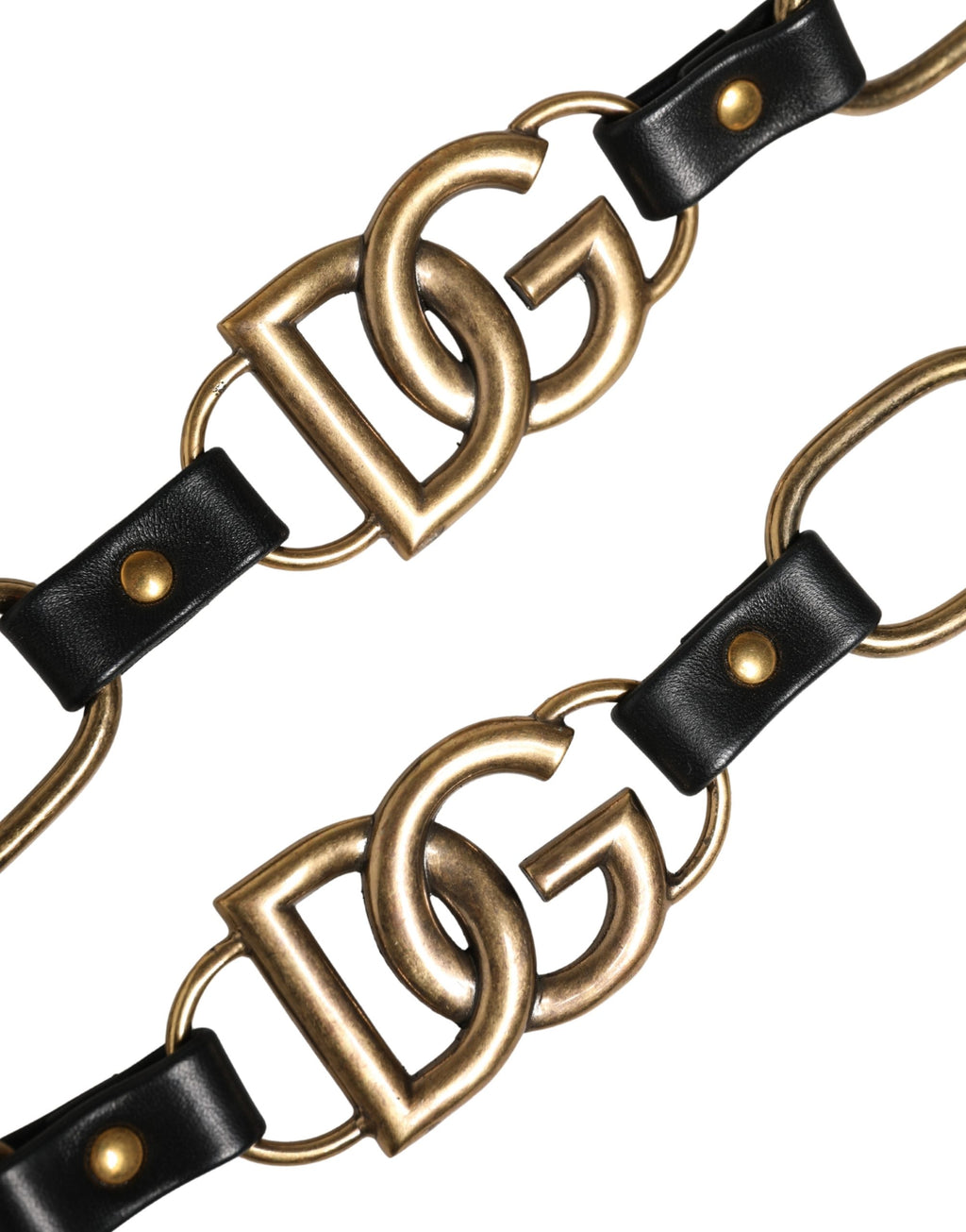 Dolce & Gabbana Schwarzes Leder Goldkette Tasche Accessoire Schulterriemen