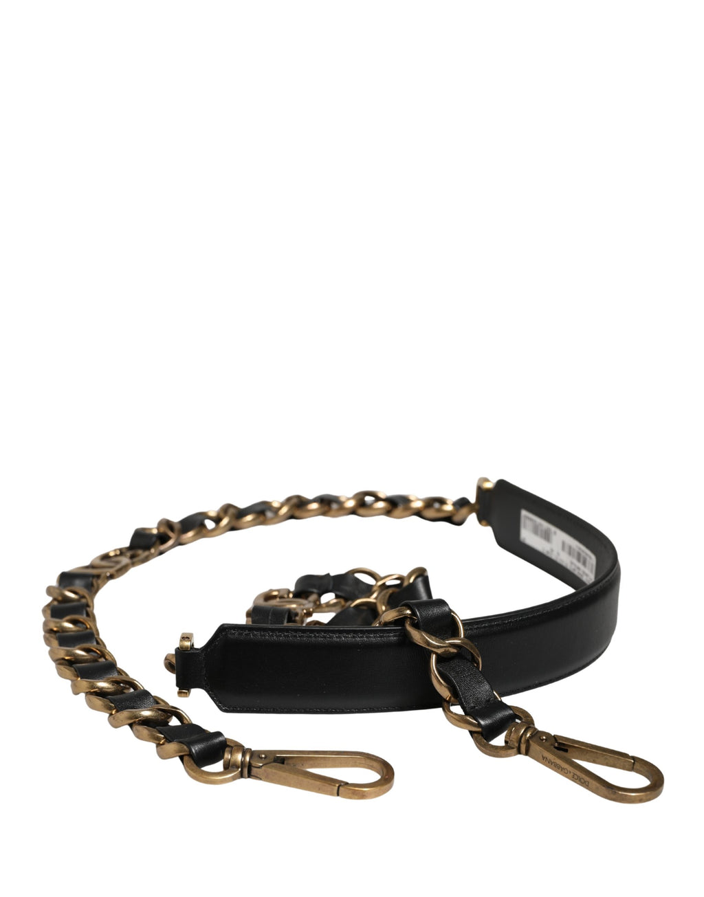 Dolce & Gabbana Schwarzes Leder Goldkette Tasche Accessoire Schulterriemen