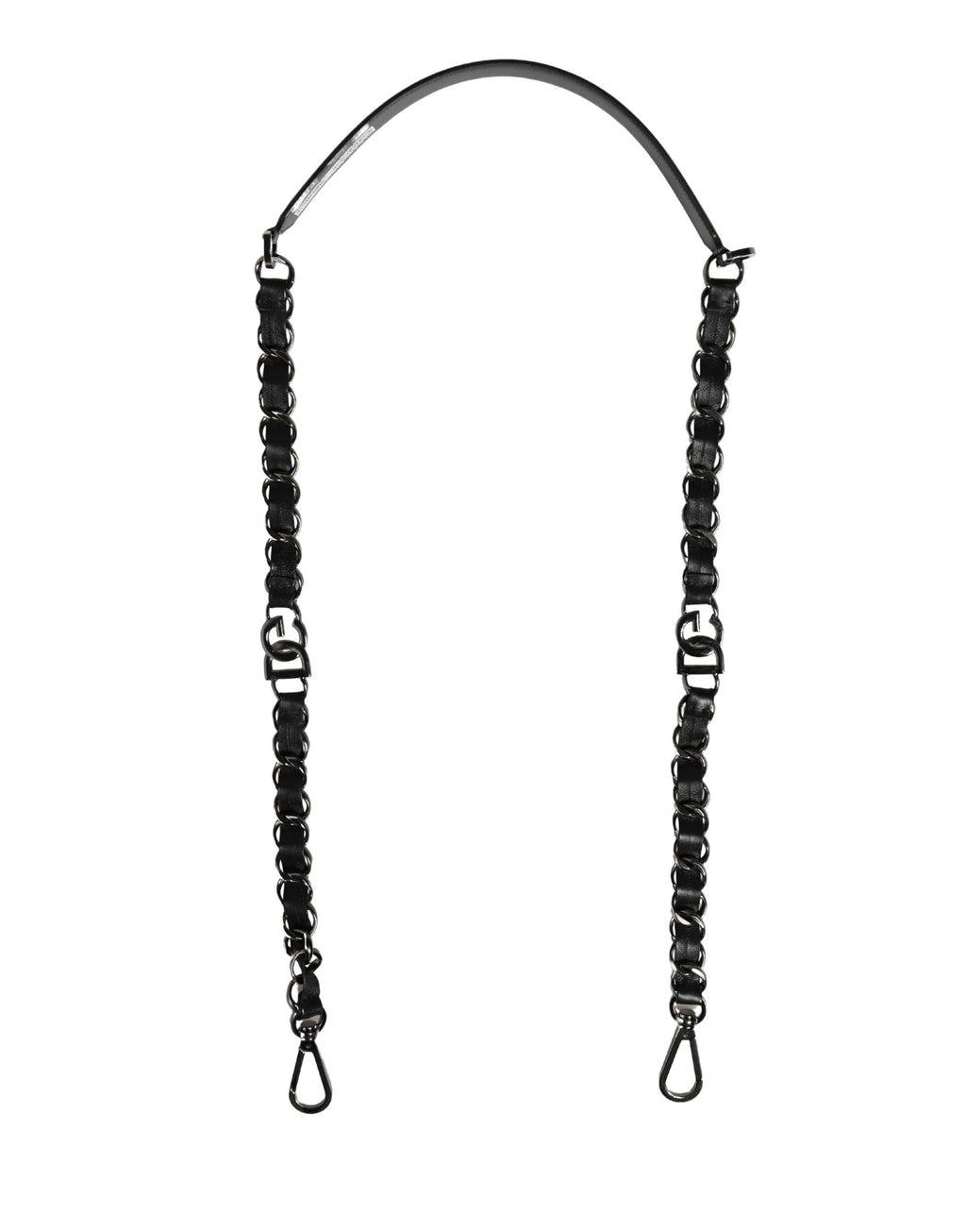 Dolce & Gabbana Schwarzer Leder-Schultergurt mit silberner Kette