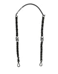 Dolce & Gabbana Schwarzer Leder-Schultergurt mit silberner Kette