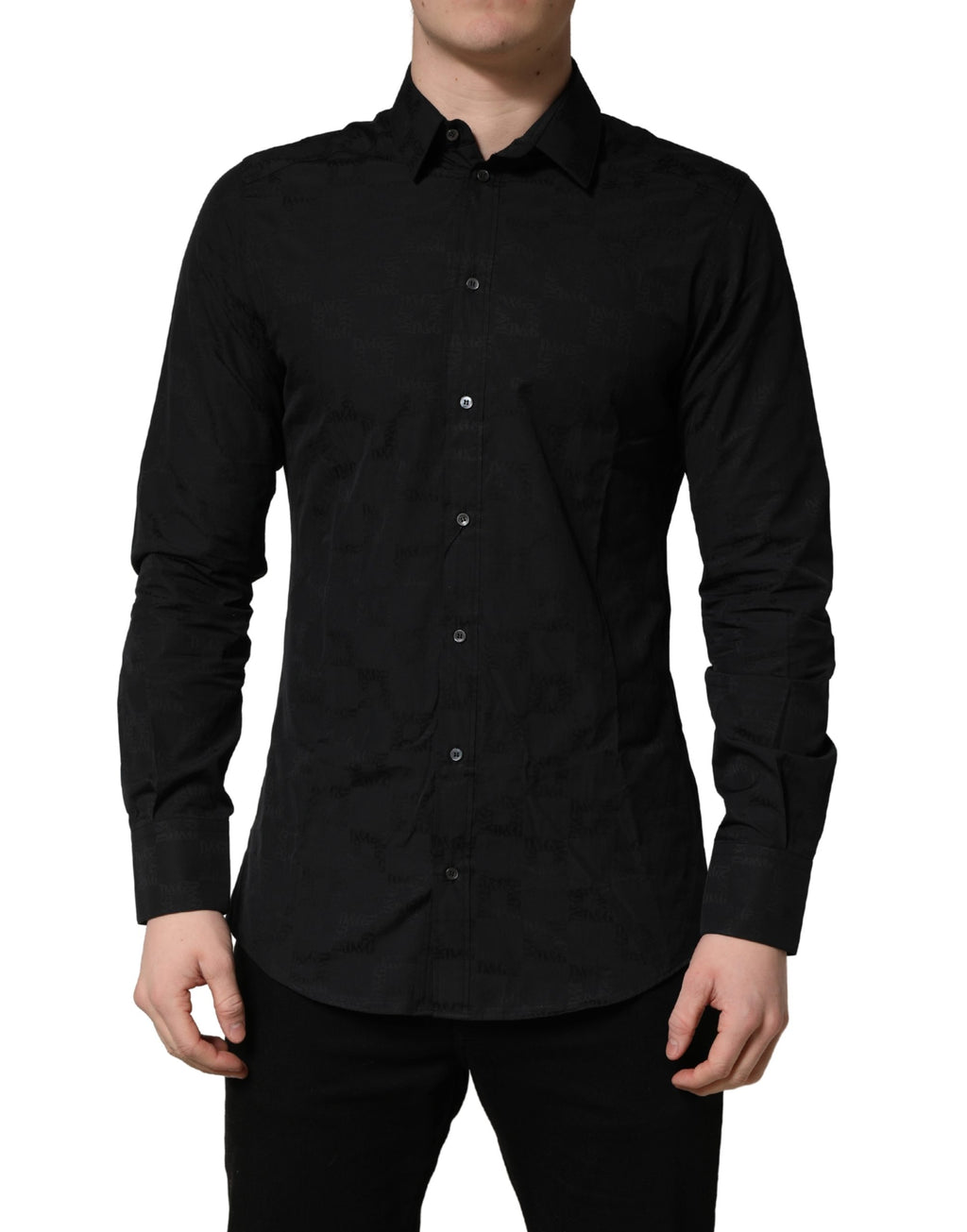Dolce & Gabbana Schwarzes MARTINI Baumwoll Slim Fit Hemd