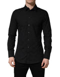 Dolce & Gabbana Schwarzes MARTINI Baumwoll Slim Fit Hemd