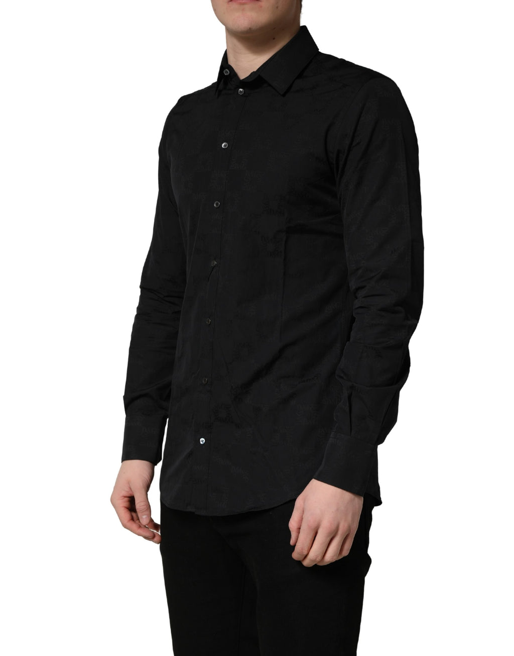 Dolce & Gabbana Schwarzes MARTINI Baumwoll Slim Fit Hemd