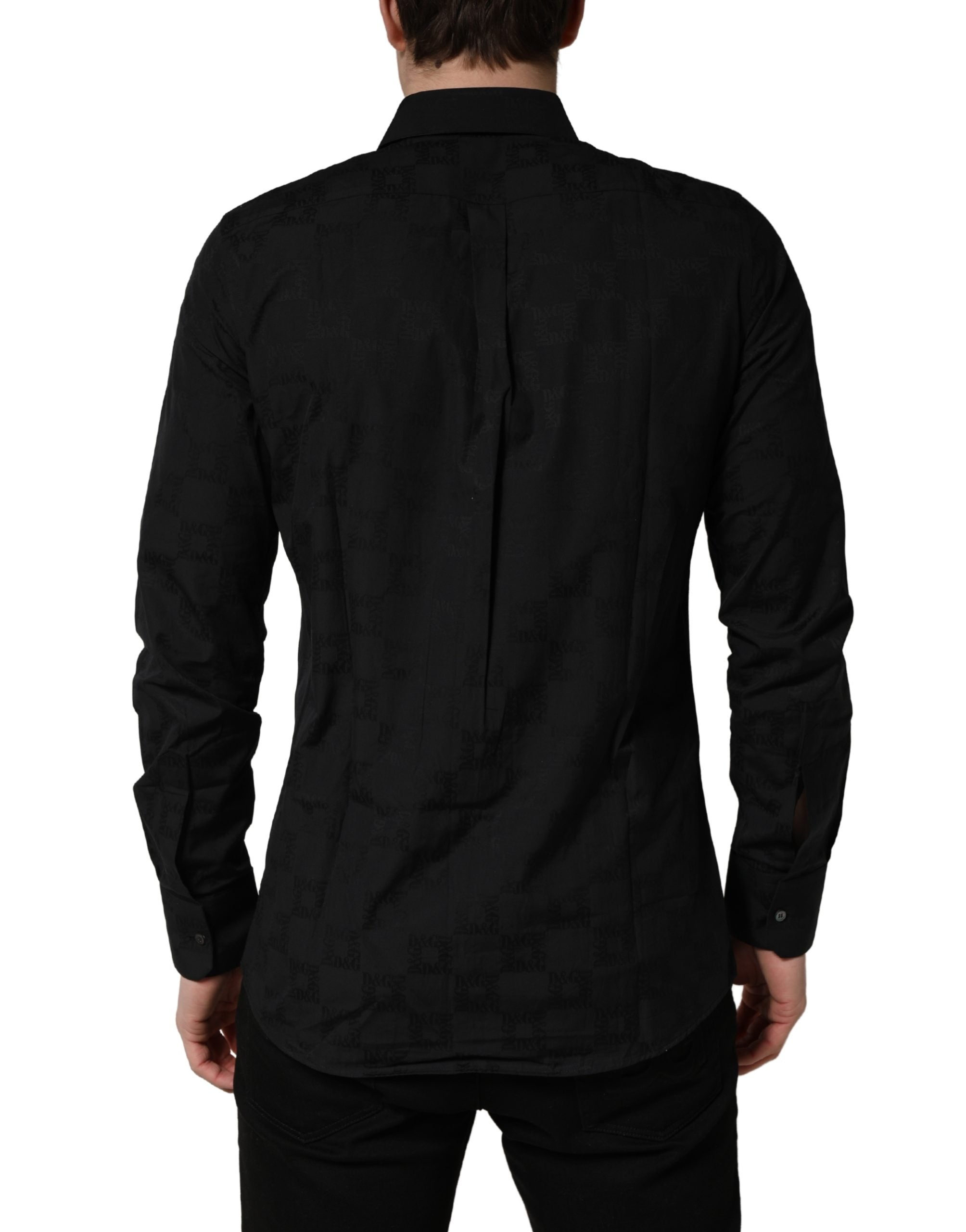Dolce & Gabbana Schwarzes MARTINI Baumwoll Slim Fit Hemd