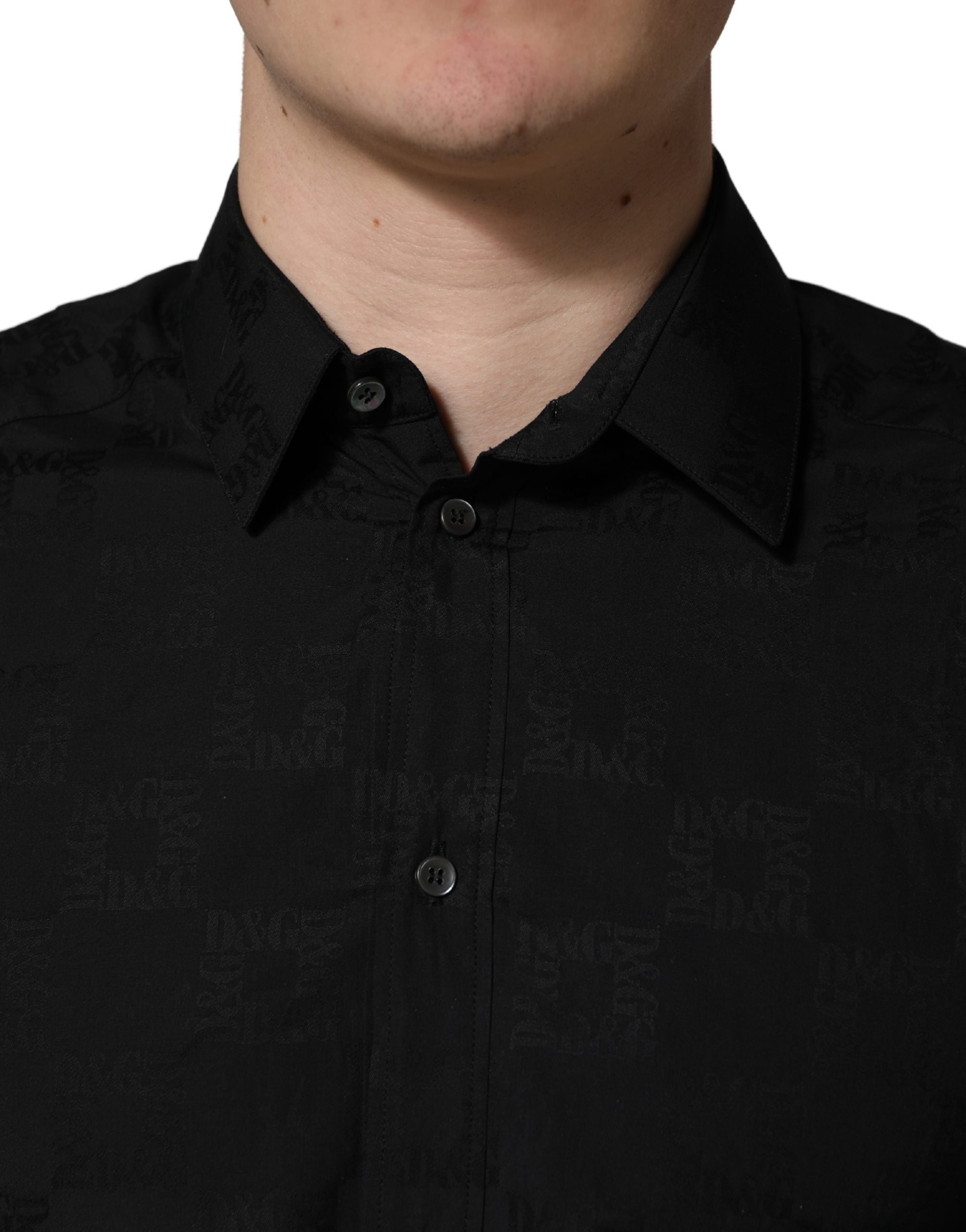 Dolce & Gabbana Schwarzes MARTINI Baumwoll Slim Fit Hemd