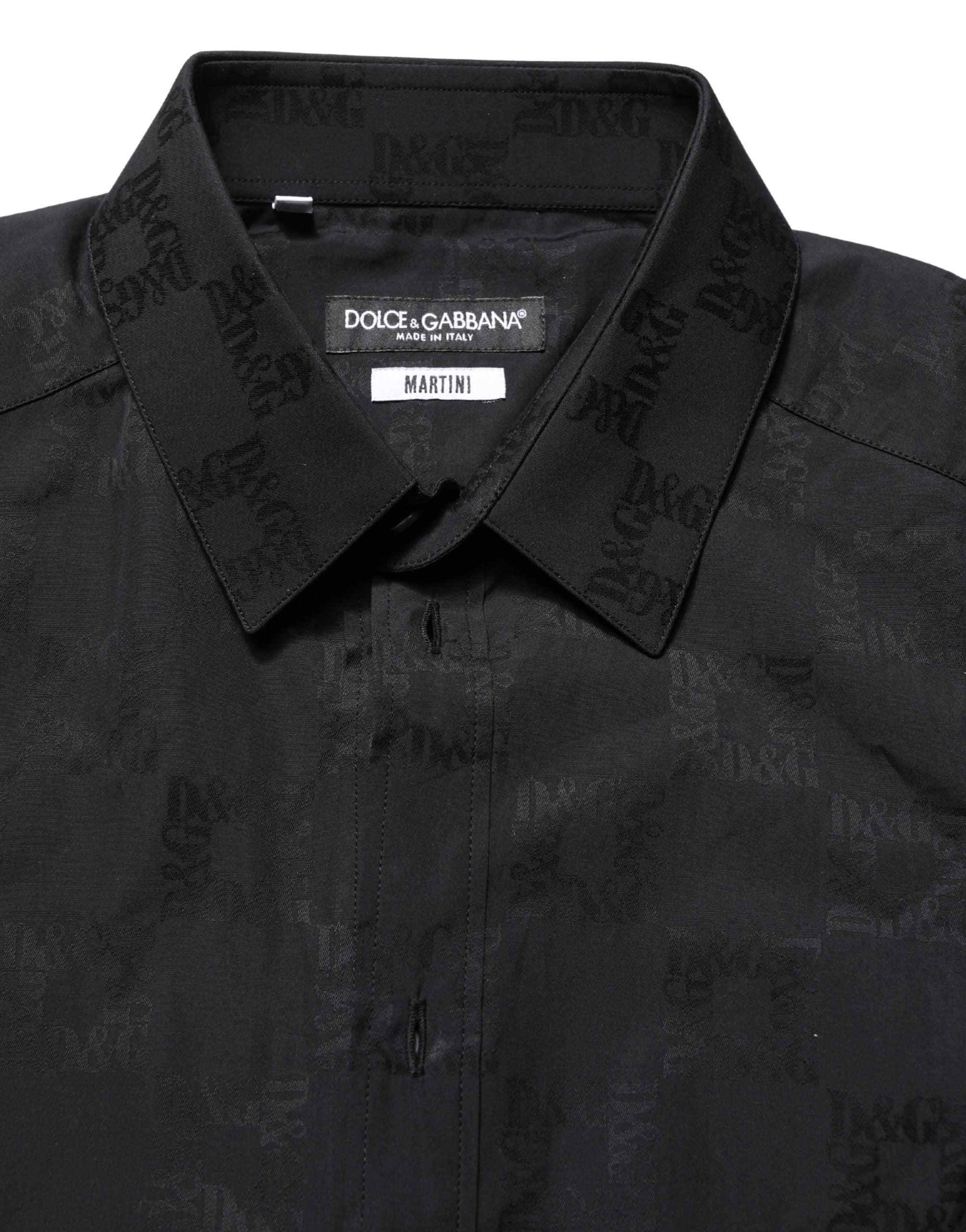 Dolce & Gabbana Schwarzes MARTINI Baumwoll Slim Fit Hemd