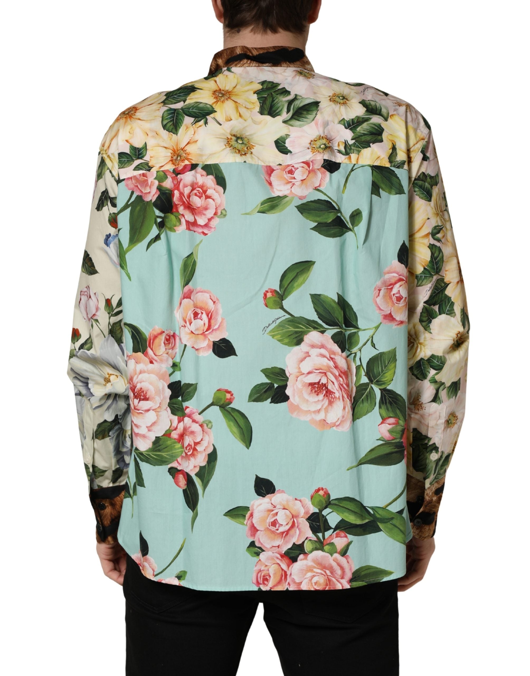 Dolce & Gabbana Hemd mit Multicolor-Blumen-Tierprint und Kragen