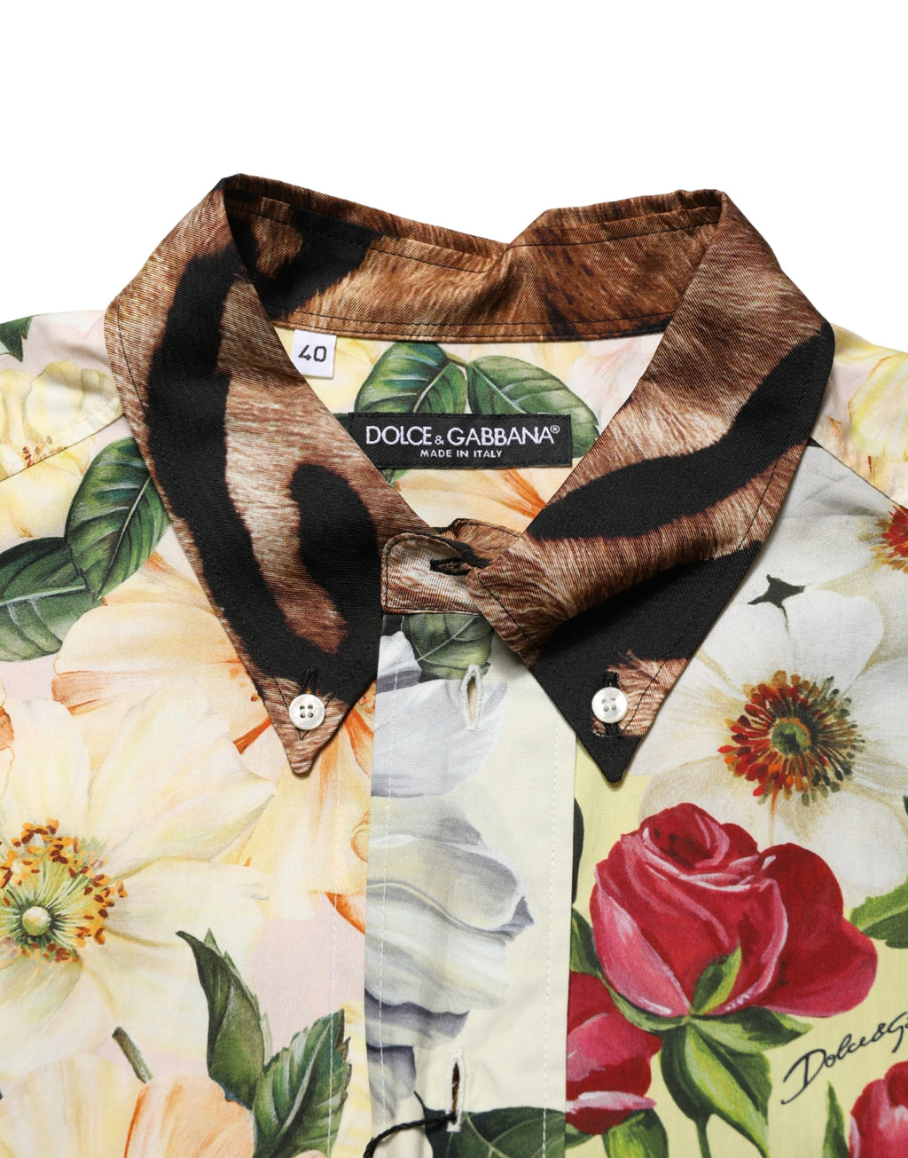 Dolce & Gabbana Hemd mit Multicolor-Blumen-Tierprint und Kragen