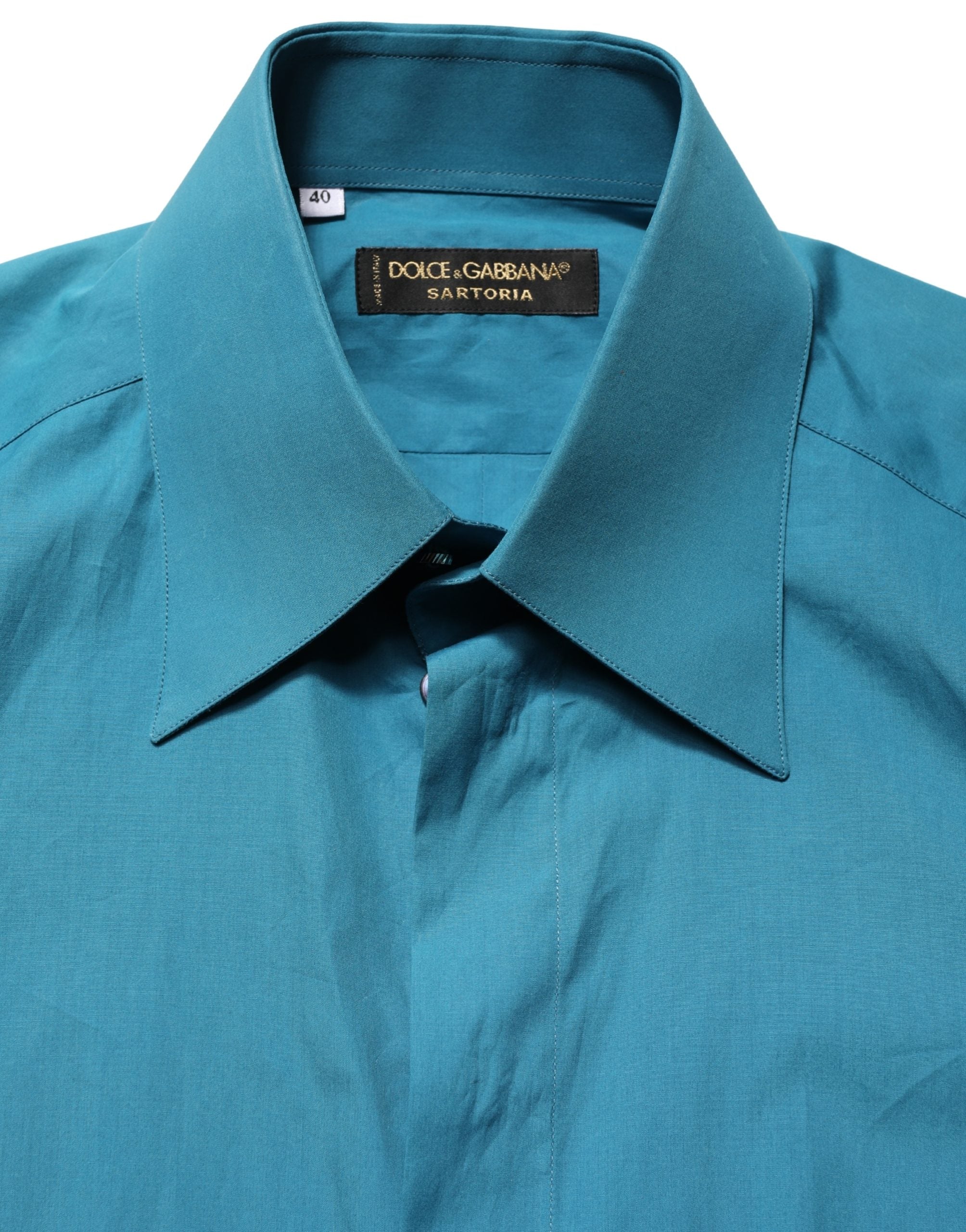 Dolce & Gabbana Blaue SARTORIA Langarm Hemdkleid aus Baumwolle