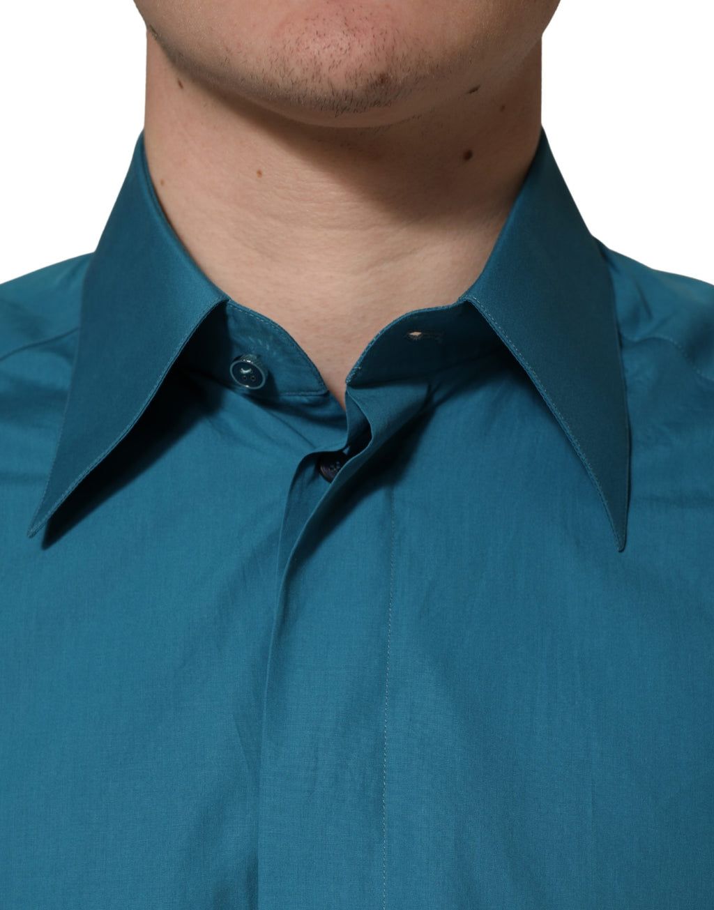 Dolce & Gabbana Blaue SARTORIA Langarm Hemdkleid aus Baumwolle