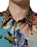 Dolce & Gabbana Hemd mit Multicolor-Blumen-Tierprint und Kragen
