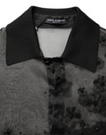 Dolce & Gabbana Schwarzes Shirt mit Blumenapplikationen und kurzen Ärmeln aus transparentem Stoff