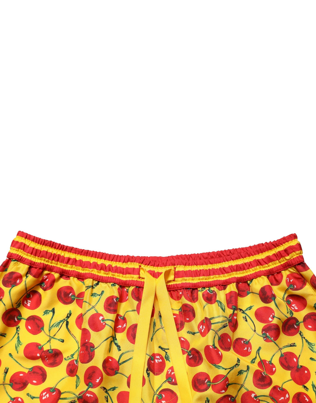 Dolce & Gabbana Bermuda-Shorts aus Seide mit gelbem Kirschen-Print