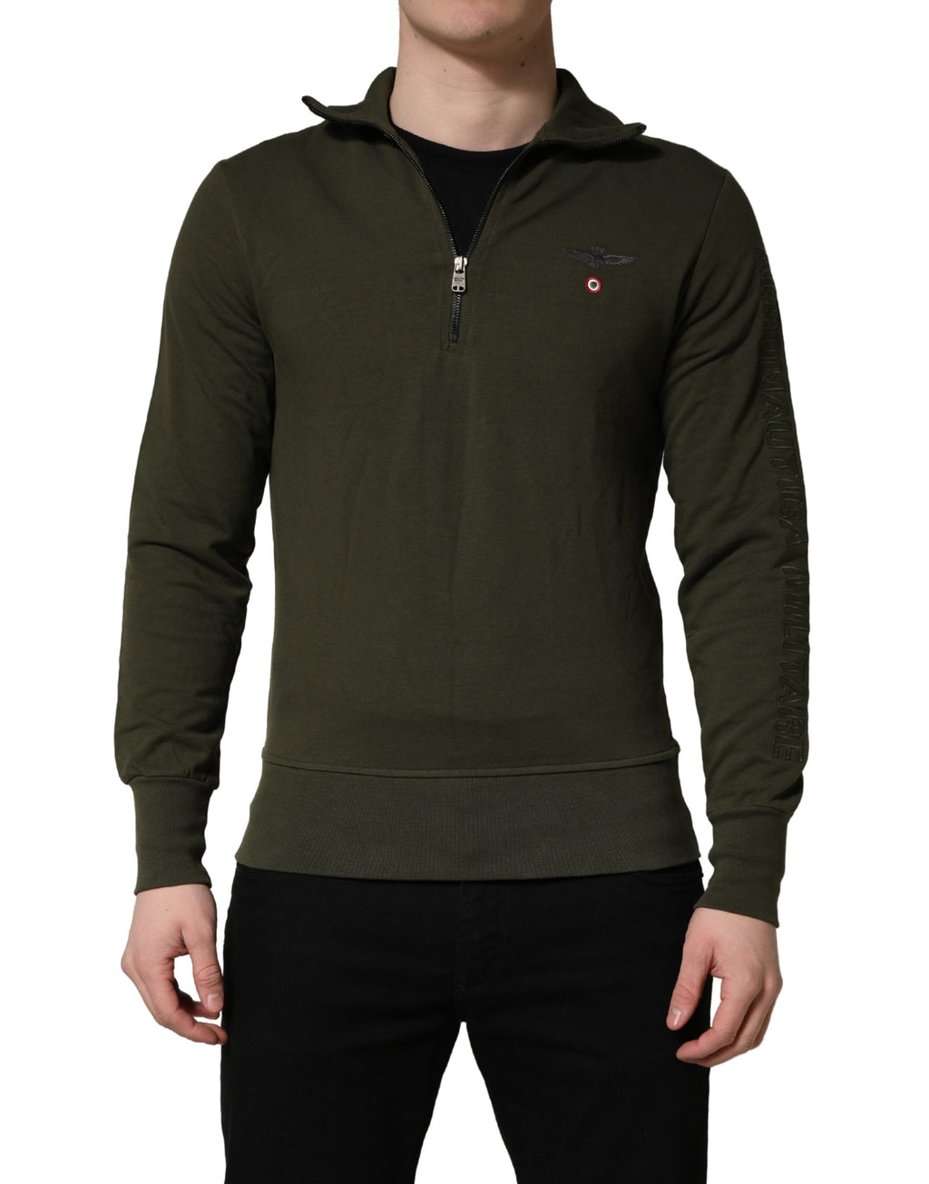 Aeronautica Militare MilitaryGreen HalfZip Sweatshirt Pullover