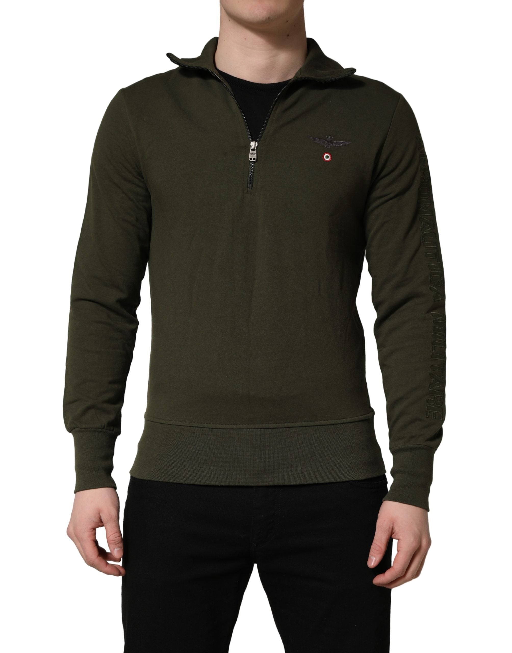 Aeronautica Militare MilitaryGreen HalfZip Sweatshirt Pullover