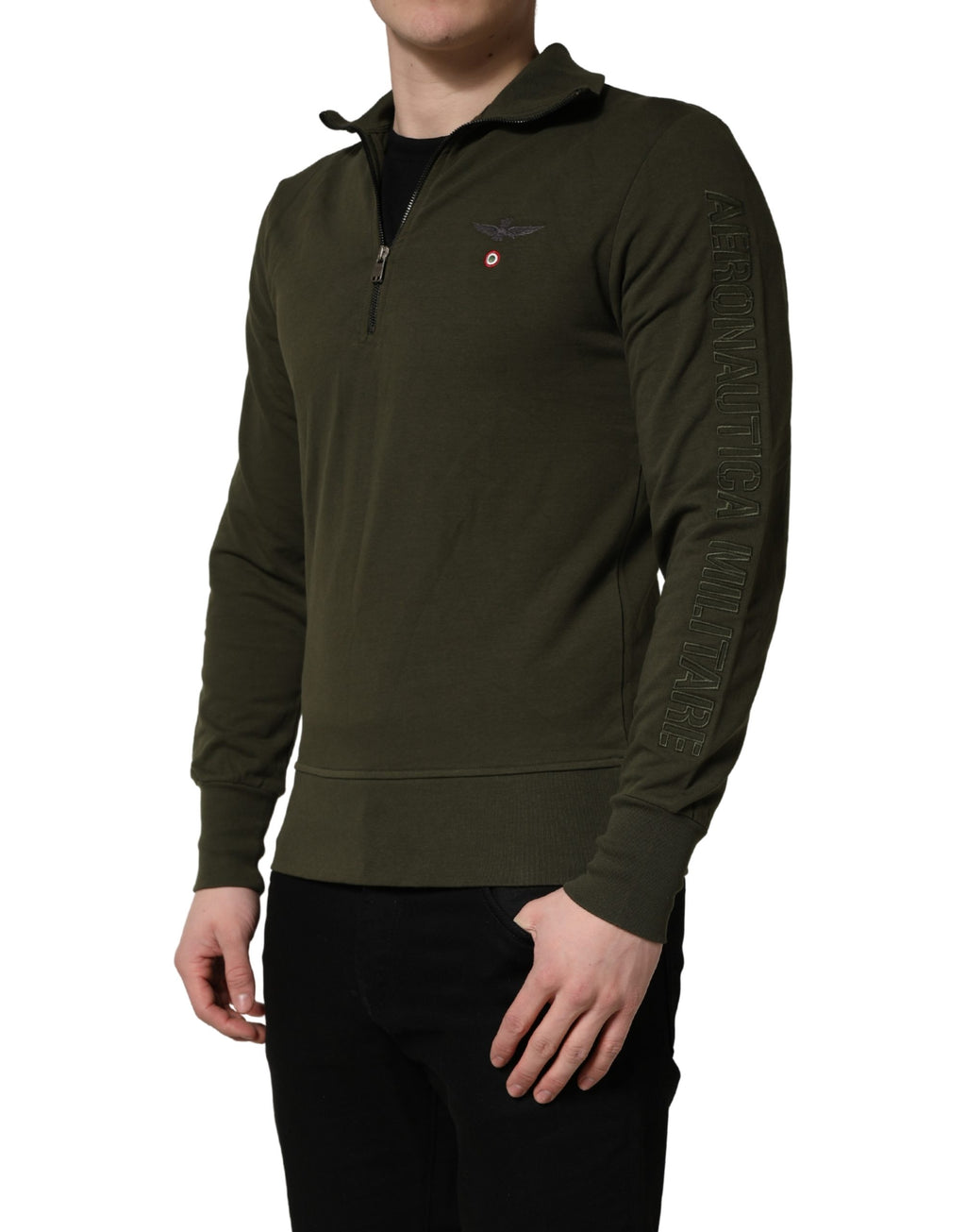 Aeronautica Militare MilitaryGreen HalfZip Sweatshirt Pullover