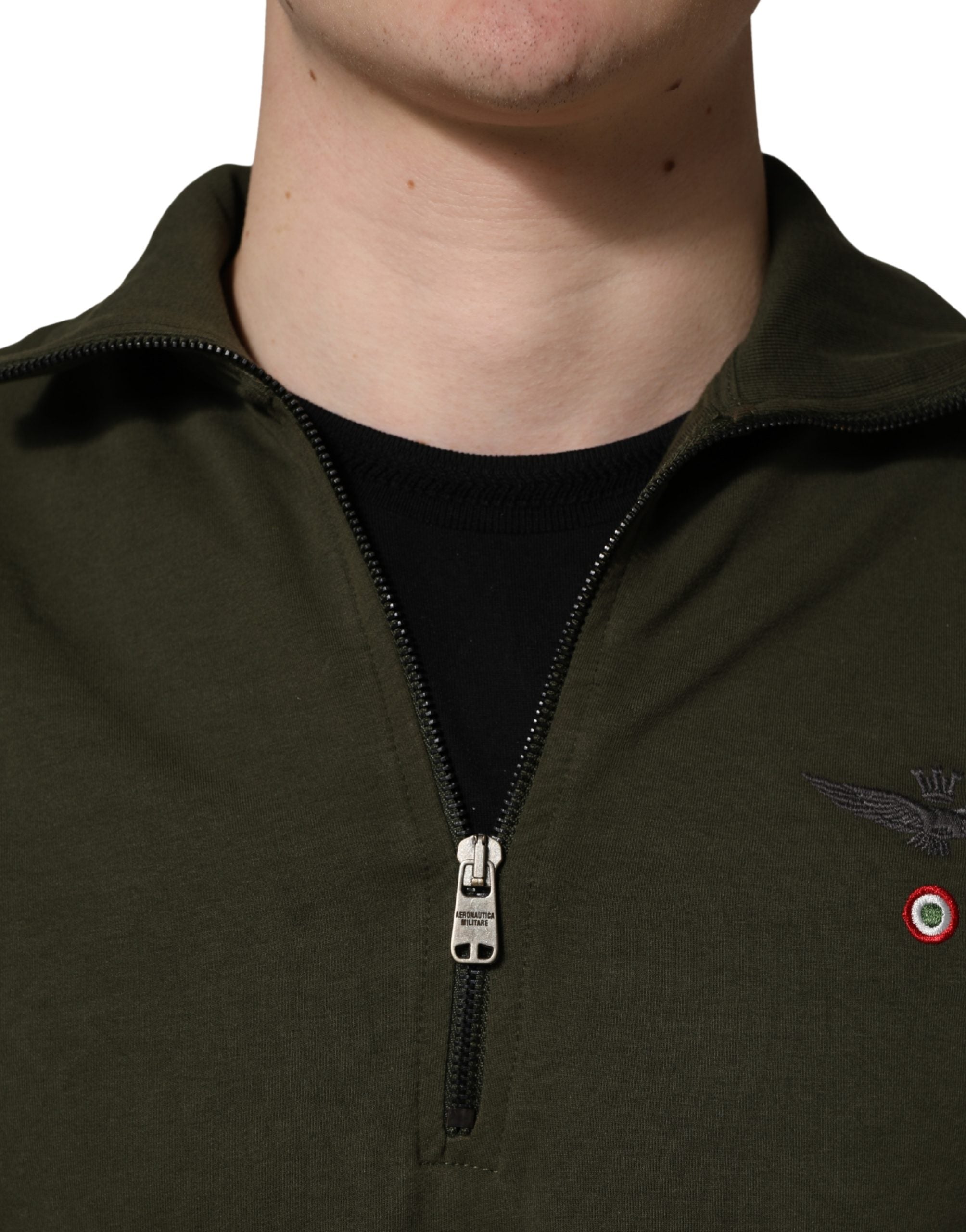 Aeronautica Militare MilitaryGreen HalfZip Sweatshirt Pullover