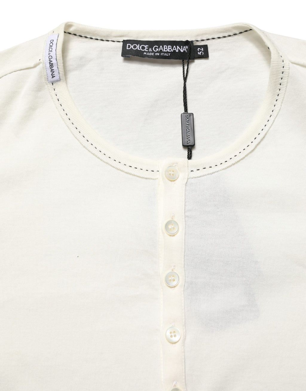Dolce & Gabbana Weißer Henley-Pullover mit langen Ärmeln