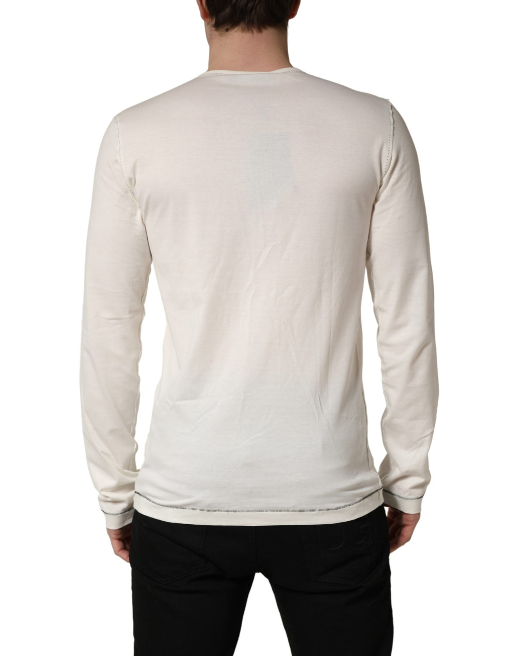 Dolce & Gabbana Weißer Henley-Pullover mit langen Ärmeln